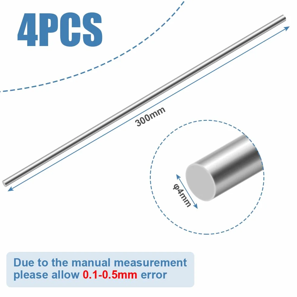Aste Rotonde in Acciaio Inox 304 4mm 330mm 4 Pezzi per Fai da Te