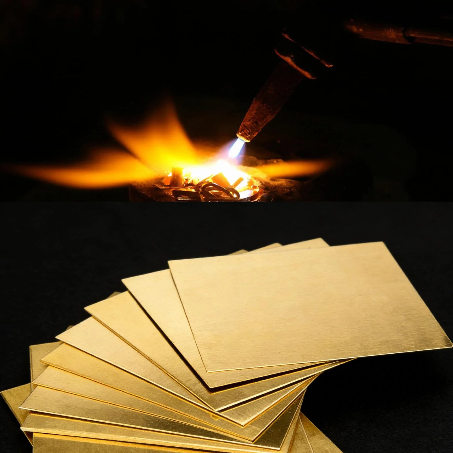 16 Pcs Piastre in Ottone Dorato 0,5 x 50 x 50 mm, Fogli Decorativi in Ottone con Piastra Metallica H62, Pellicola Sottile Resistente Fissa per Fai da Te, Artigianato e Creazione di Gioielli
