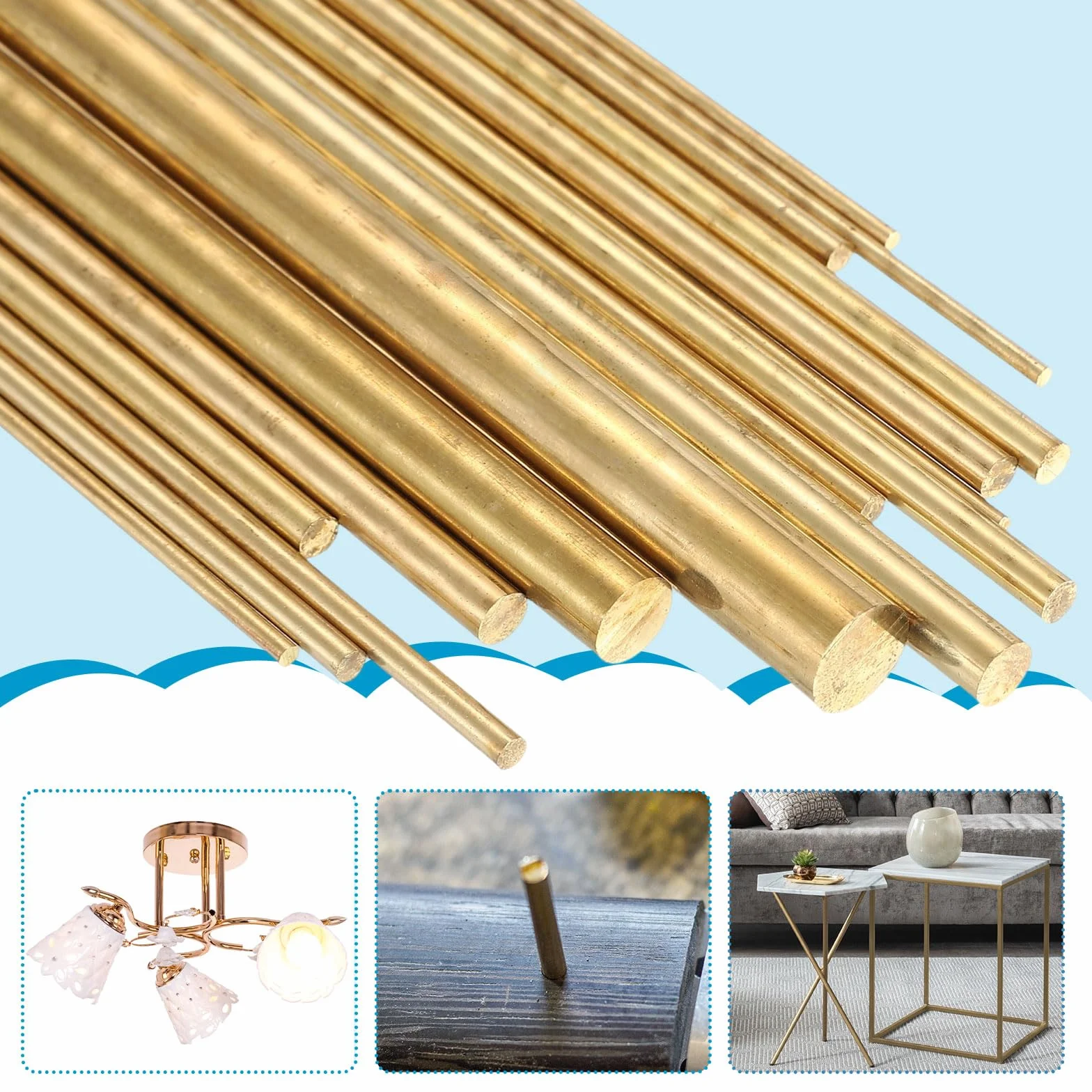 PATIKIL 2 Pezzi Barre Ottone Tonde Diametro 6mm Lunghezza 26cm / 10 24 Pollici Barra Ottone Solida H59 Per DIY gioielli Riparazioni Laboratorio Scientifico Ottone
