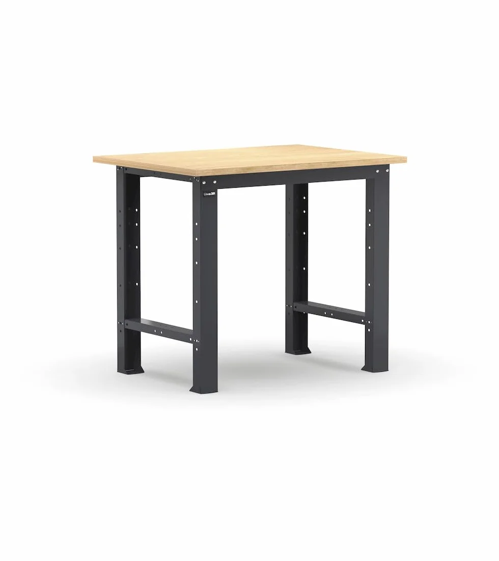 FAMI - Banco da Lavoro Garage Fisso Linea 391 in Acciaio con Piano in Multiplex di Faggio, Portata 1000 kg – Banco Officina Professionale Modulare, L1024×P750×H877 mm (Lunghezza 1024 mm)