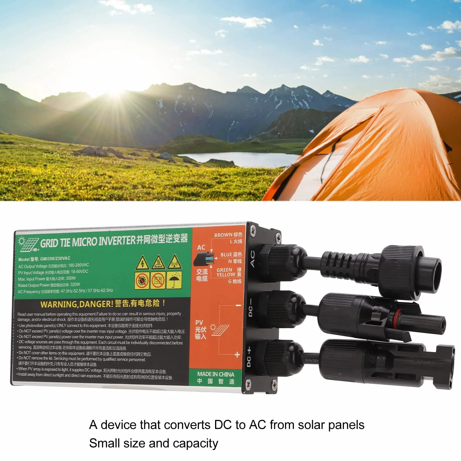 Alomejor Micro Inverter Solare 350W 230V Inverter Sinusoidale MPPT Impermeabile per Piccoli Impianti Solari