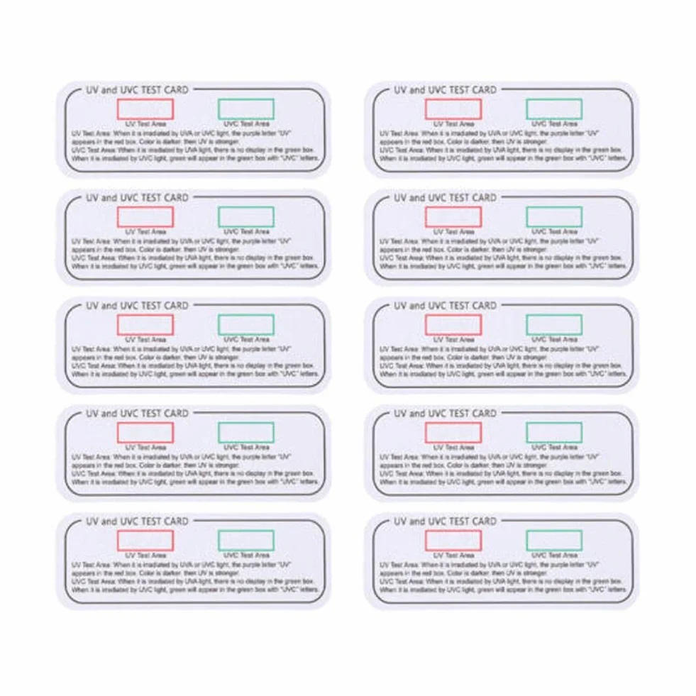 10PCS Luce Ultravioletto Test Cards UVA UVC Carte di Test Luce UV Carte Indicatore di Prova Accessori Lunghezza d'onda