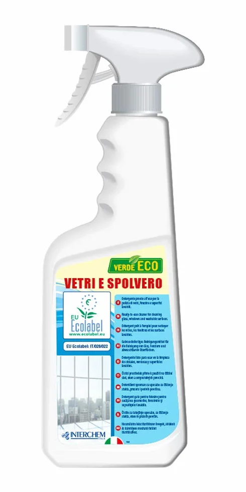 Interchem VEVSL0.75X12 Verde Eco Vetri Detersivo Vetri e Spolvero Superfici Ecologico Ecolabel 12x750 ml