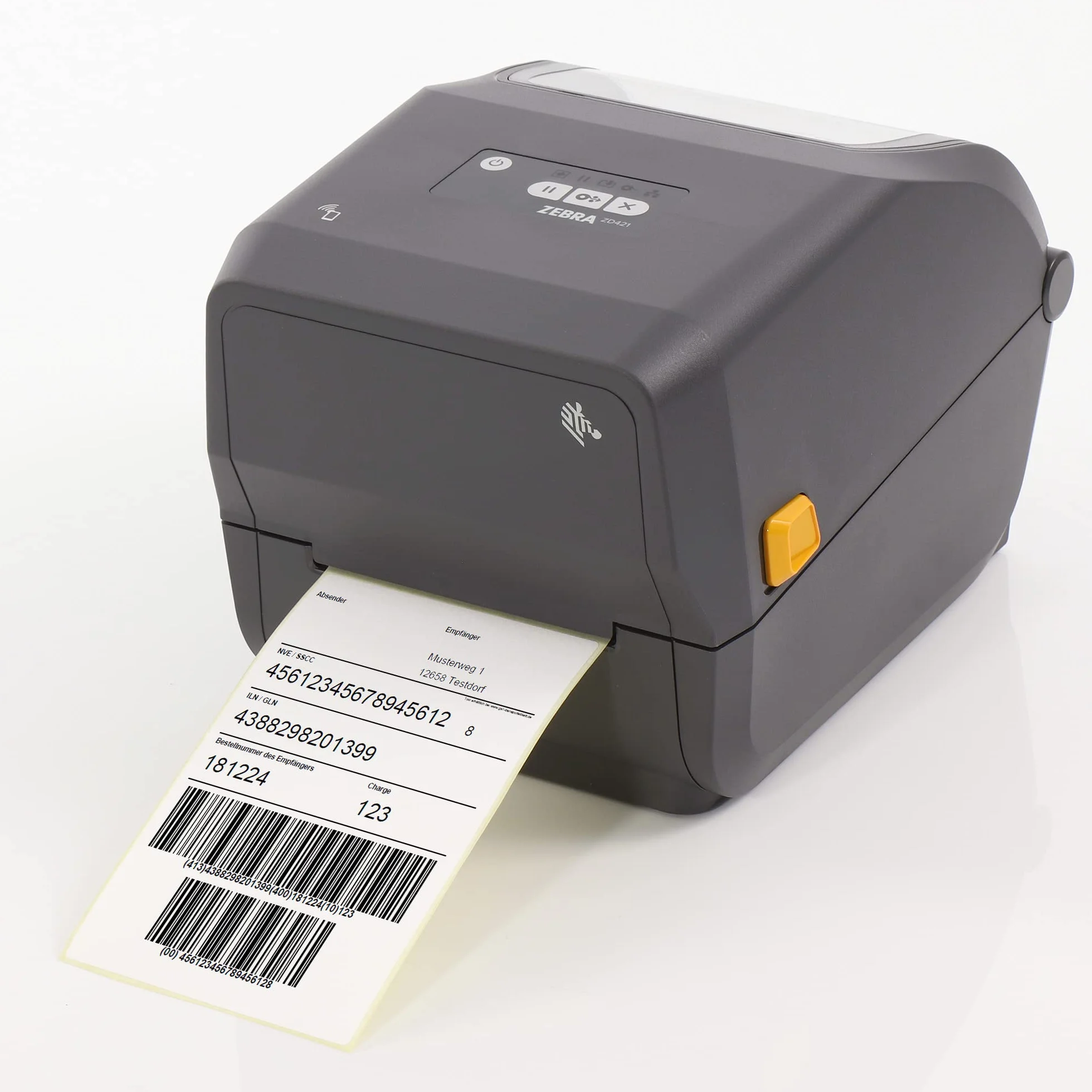 ZEBRA ZD421t - Stampante con bordo a strappo, 203 DPI, termico, trasferimento termico, larghezza di stampa max. 104 mm, BTLE, LAN, USB, interfaccia host USB (ZD4A042-30EE00EZ)