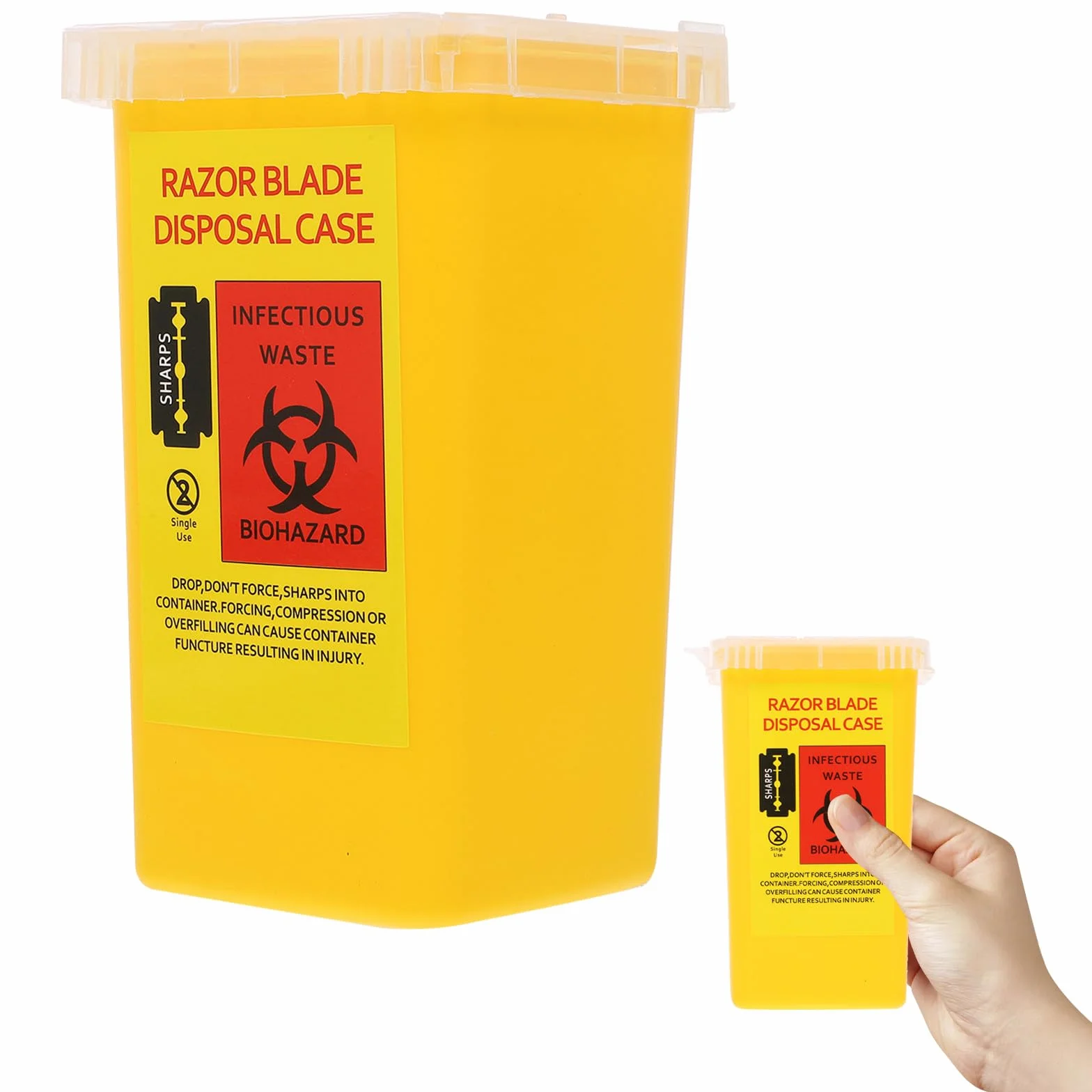 Contenitore per Raccolta Lamette da Barbiere in ABS Giallo Smaltimento Sicuro Barbershop