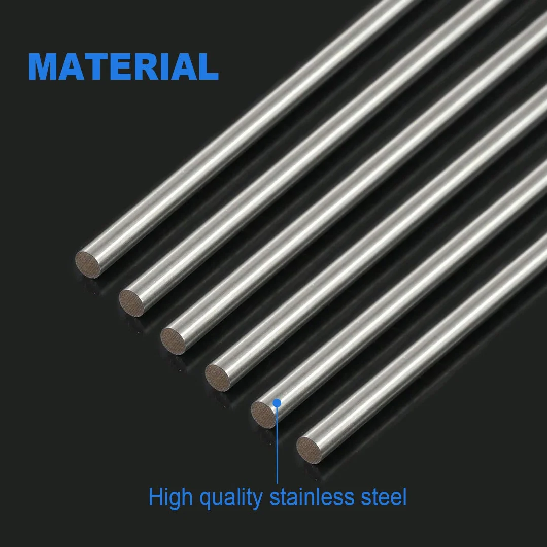 Glarks 6 pezzi 3 mm x 300 mm in acciaio inox tondo tornio Bar Stock per modellismo RC