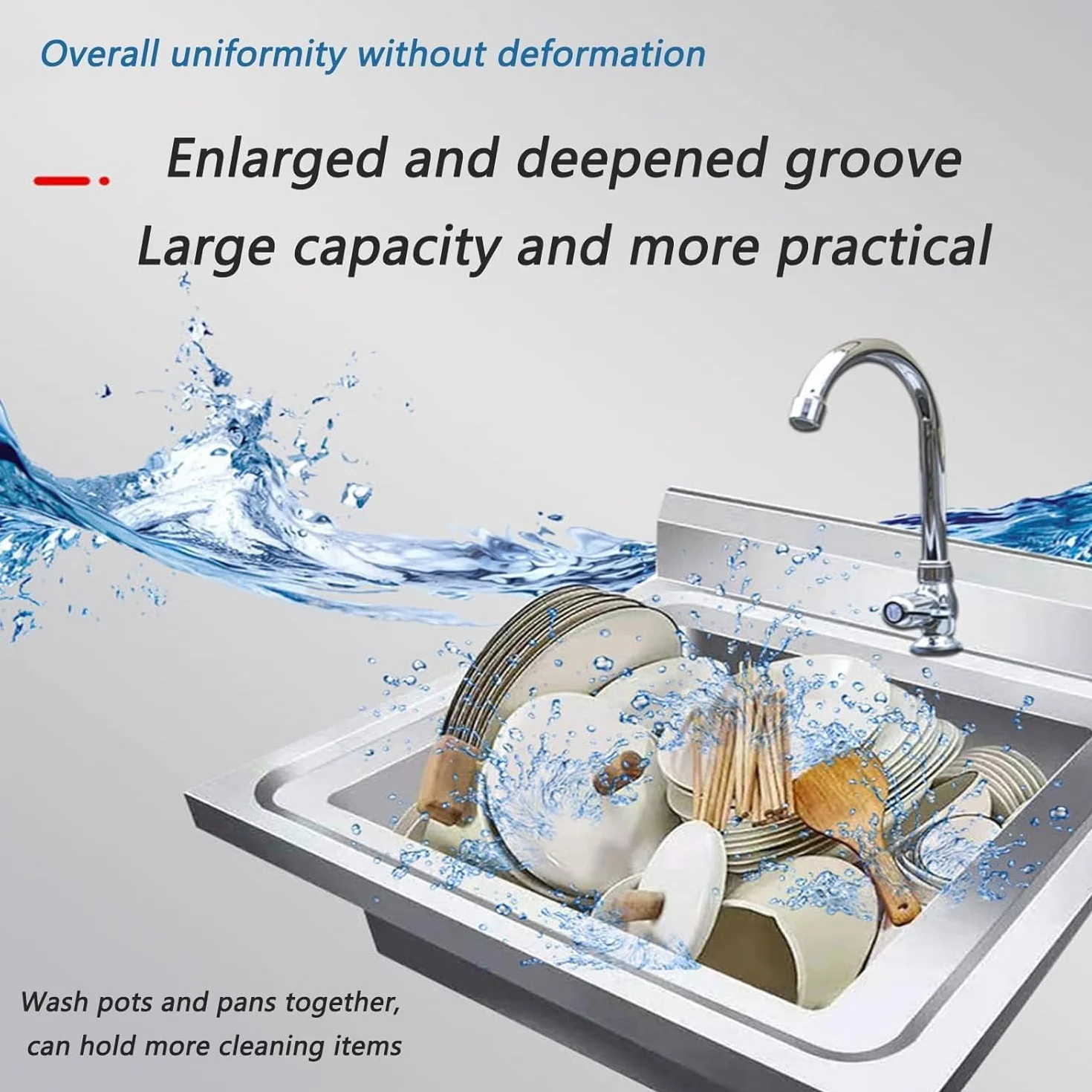 lavello della cucina, lavello della cucina industriale, lavello indipendente in acciaio inox, lavello commerciale a 1 scomparto, lavello industrial (120x60x80cm/47.2x23.6x31.4in)