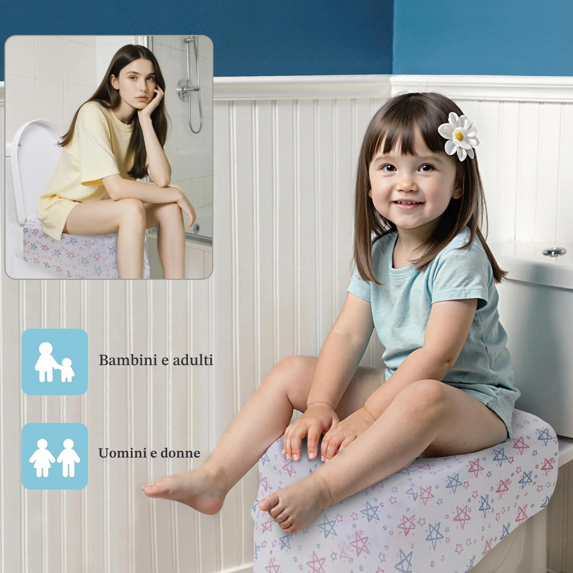 Copriwater Monouso Antibatterico 65x60 cm Impermeabile Portatile WC Cover 30 Pezzi