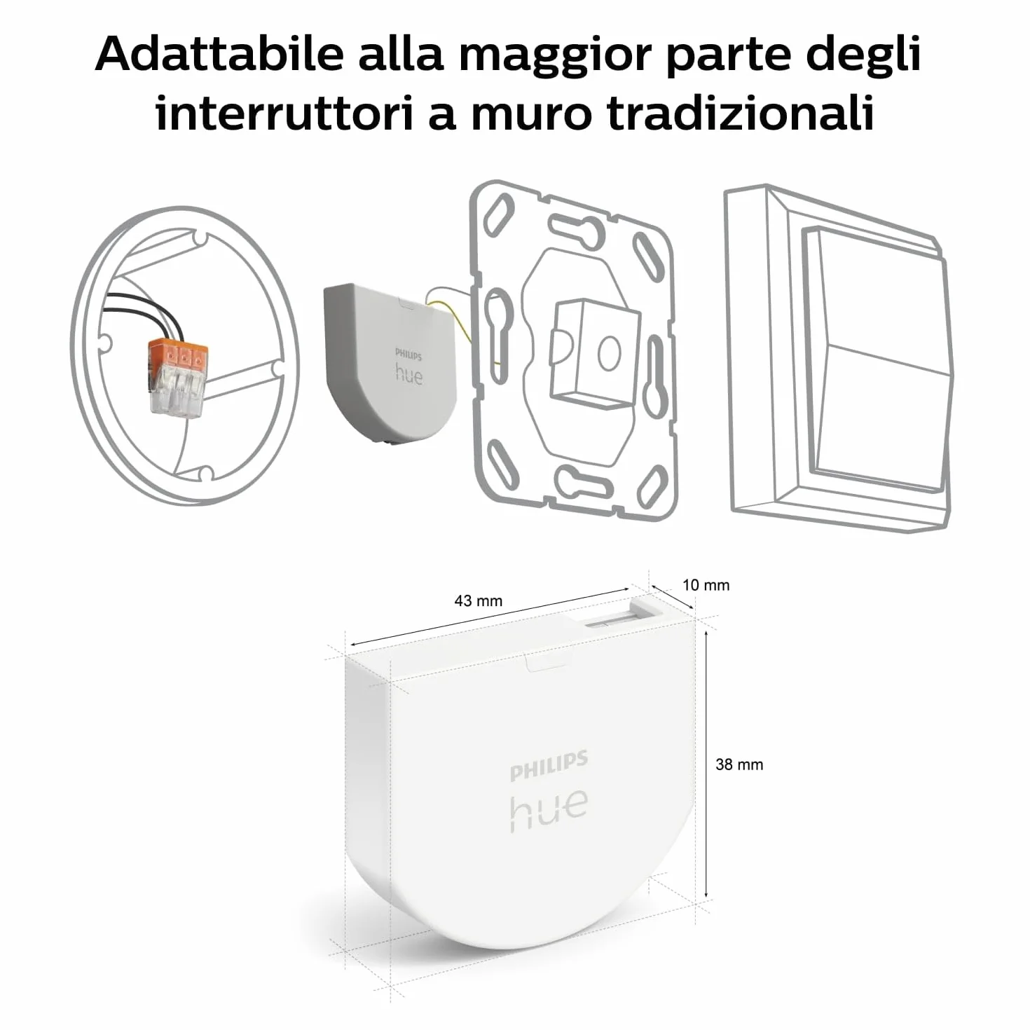 Philips Hue Wall Switch Module, Modulo Interruttore a Parete, Controllo Illuminazione Smart, Bianco