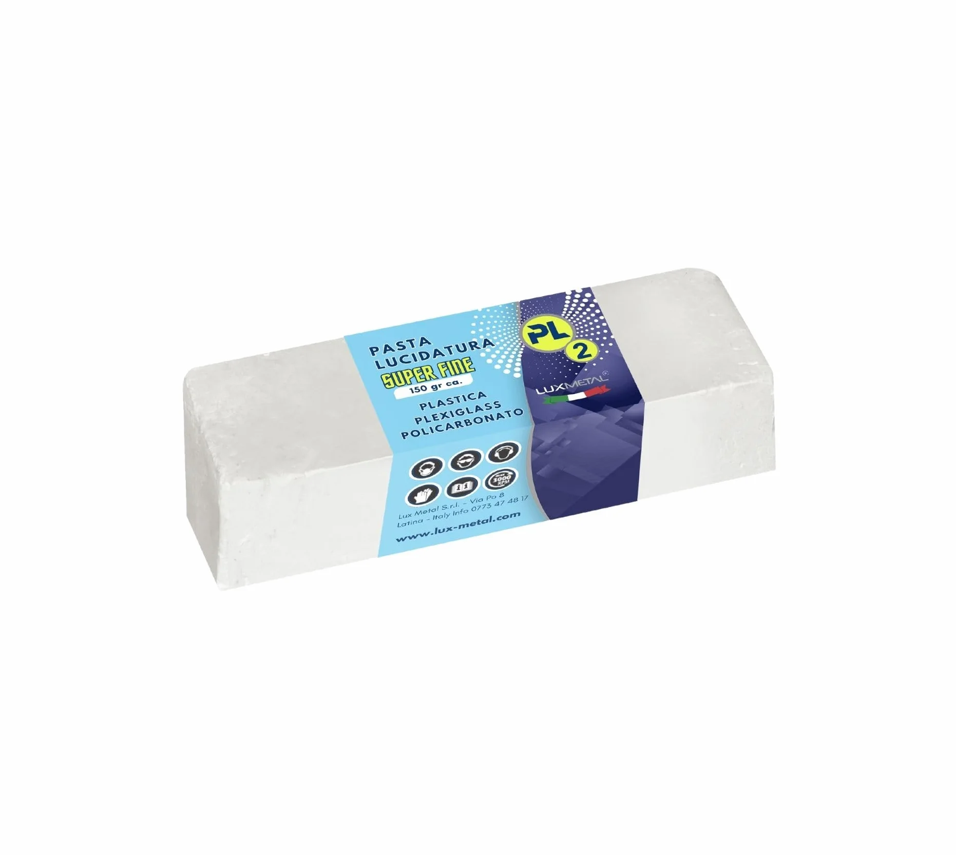 Lux Metal - Pasta Abrasiva PL2 150 gr S.Fine per Lucidare Plexiglass Trasparente, Policarbonato e Plastica - Rimuovi Graffi e Rinnova Fari Auto