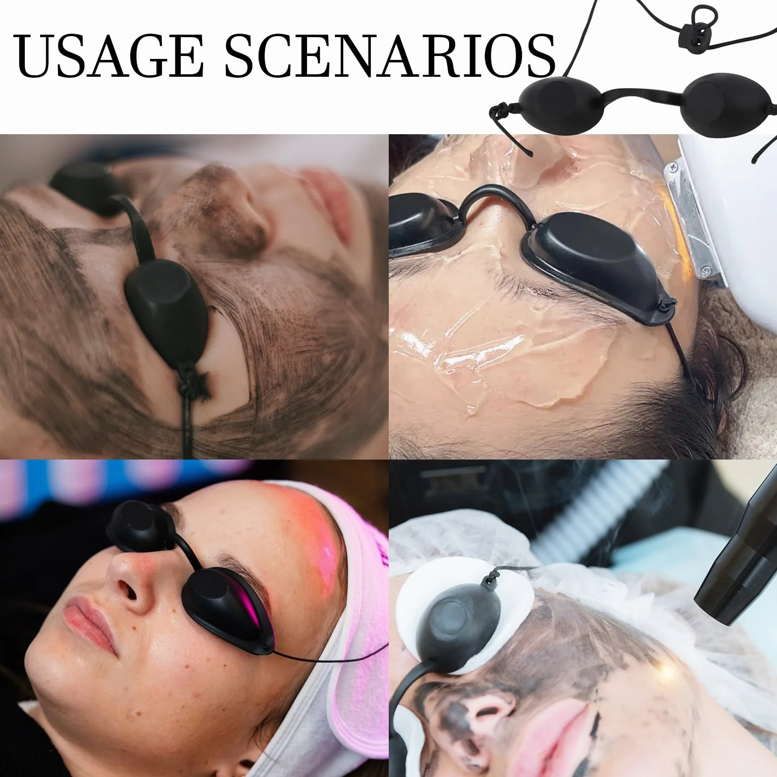 3 Pezzi Occhiali Infrarossi, Occhiali di Protezione Solarium, Occhiali di Protezione UV, Occhialini sole spiaggia, per IPL UV luce Terapia a Infrarossi, Beauty Clinic (Nero)