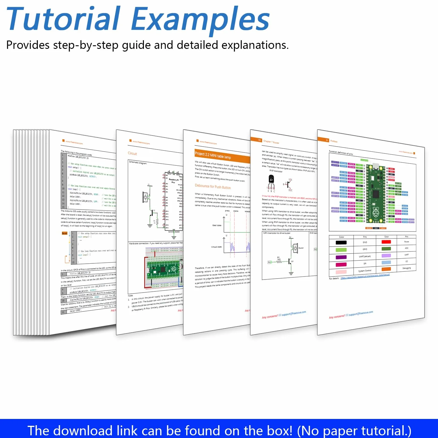 Freenove Basic Starter Kit for Raspberry Pi Pico (Included), Dual-core Arm Cortex-M0+ Microcontroller, 386-Page Detailed Tutorial, 142 Items, 55 Projects, Python C Code