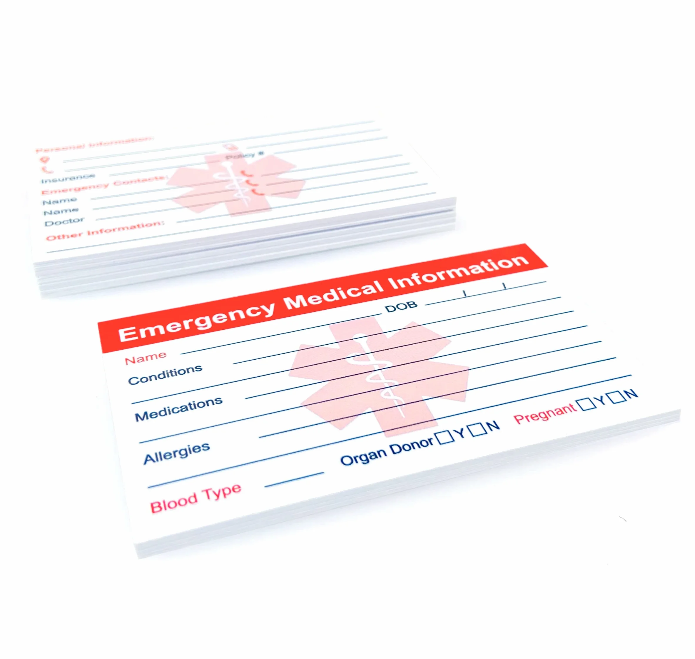 Carte informazioni mediche di emergenza ICE 5 Pack