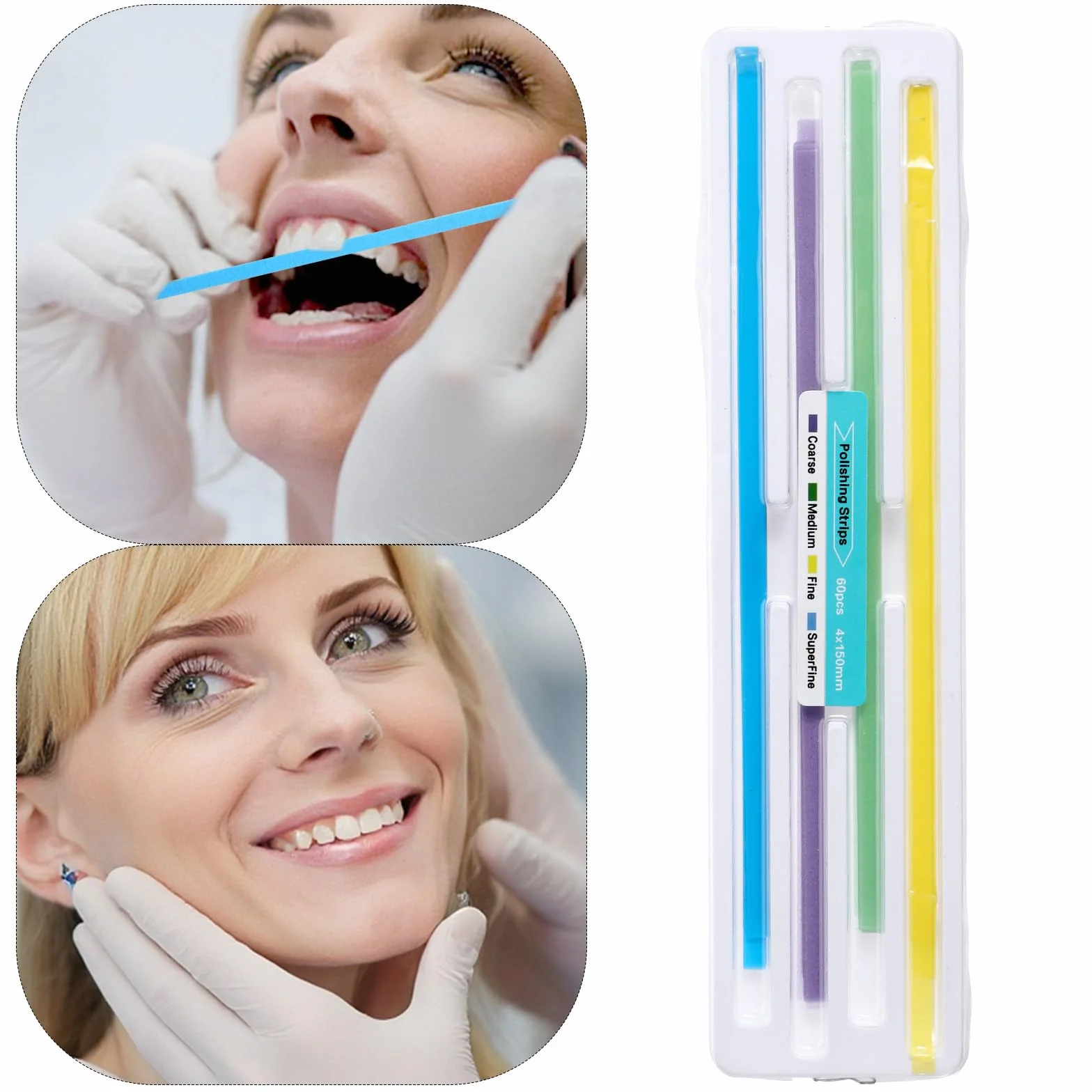 Carta vetrata dentale 60 pezzi strisce lucidatura per pulizia profonda denti