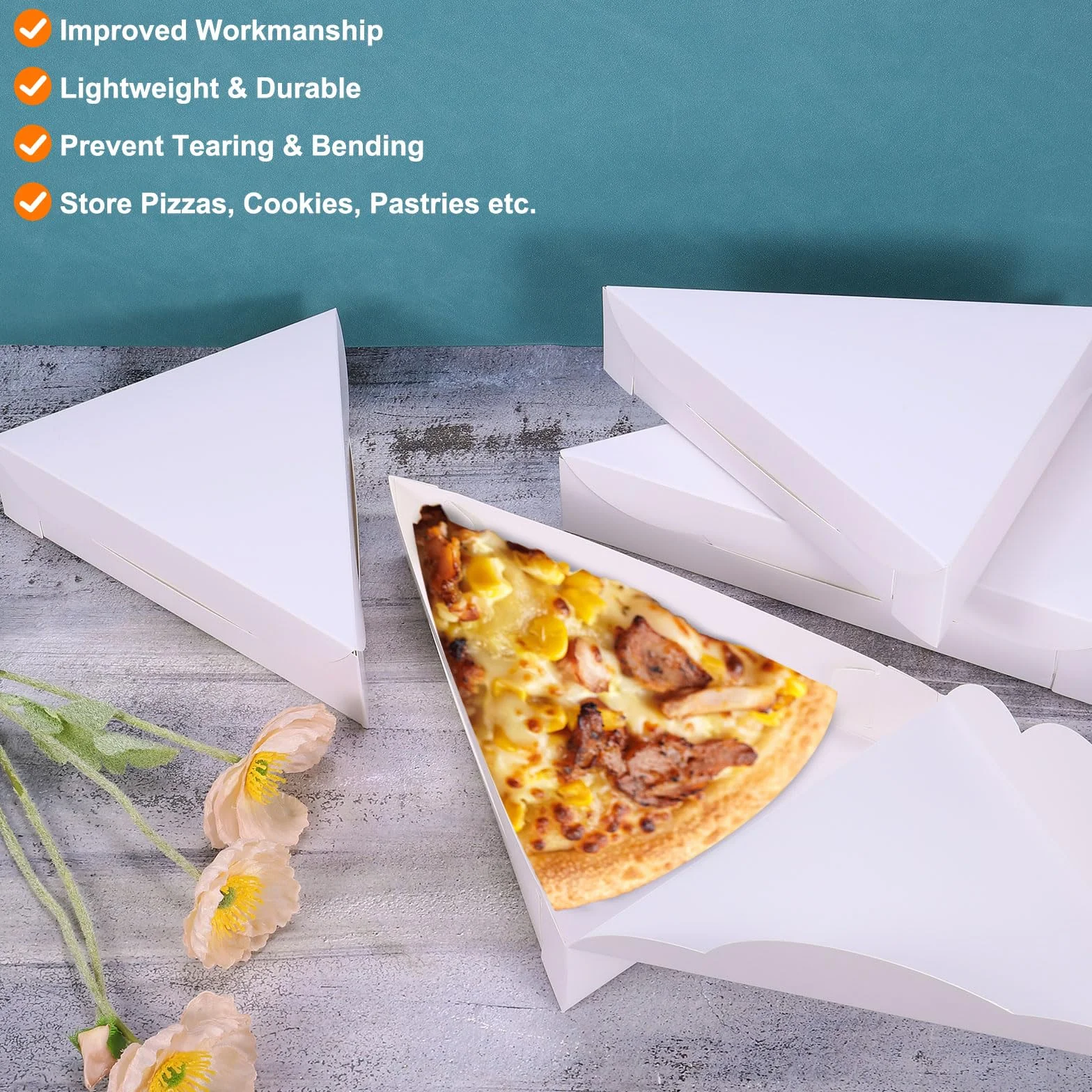 Scatole per pizza 20 pezzi 24 x 19 x 4 cm contenitori triangolari bianco