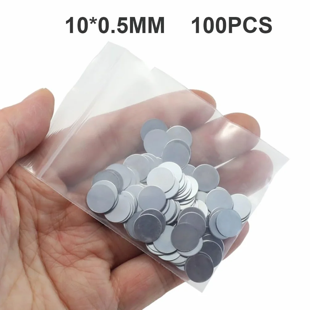 Lamiera di Ferro Rotonda Ultrasottile 100 Pezzi 0,5 mm Lamina Rettangolare 10x0,5mm per Magneti