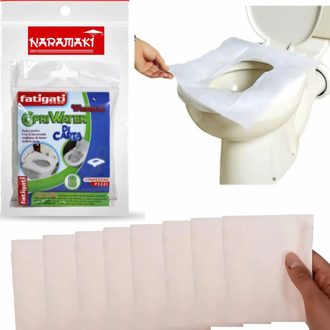 Copriwater Tascabili Usa e Getta di Carta Bianco Universale 8 Pezzi