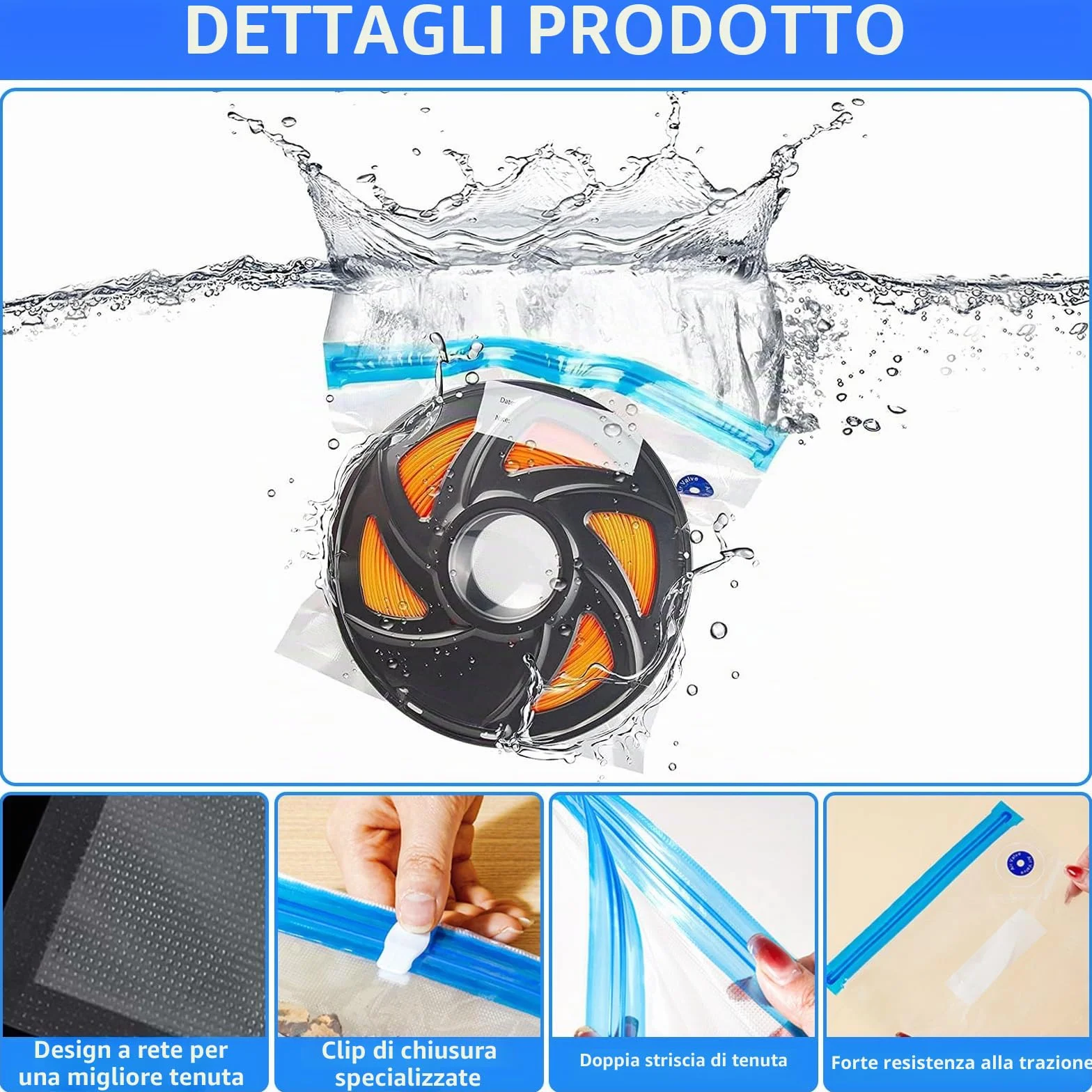 YOUNGSAY 24 Sacchetti Sottovuoto per Filamenti 3D + 48 Essiccante, 34 x 30cm Sacchetti Sottovuoto per Filamenti per Stampante 3D con Pompa Manuale e Clip di Tenuta per PLA ABS PETG TPU
