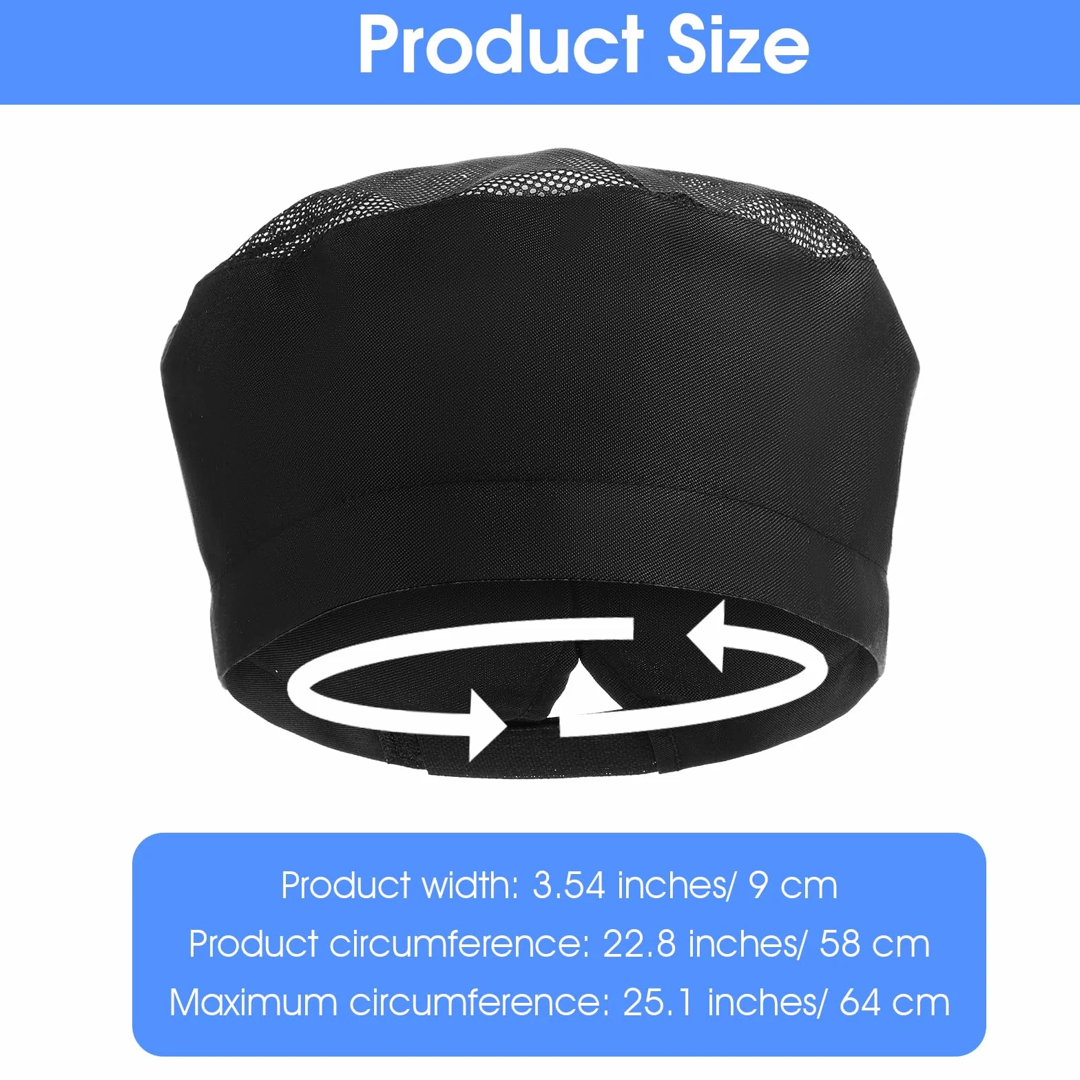 Cappello da chef regolabile traspirante nero alto unisex per uomo e donna