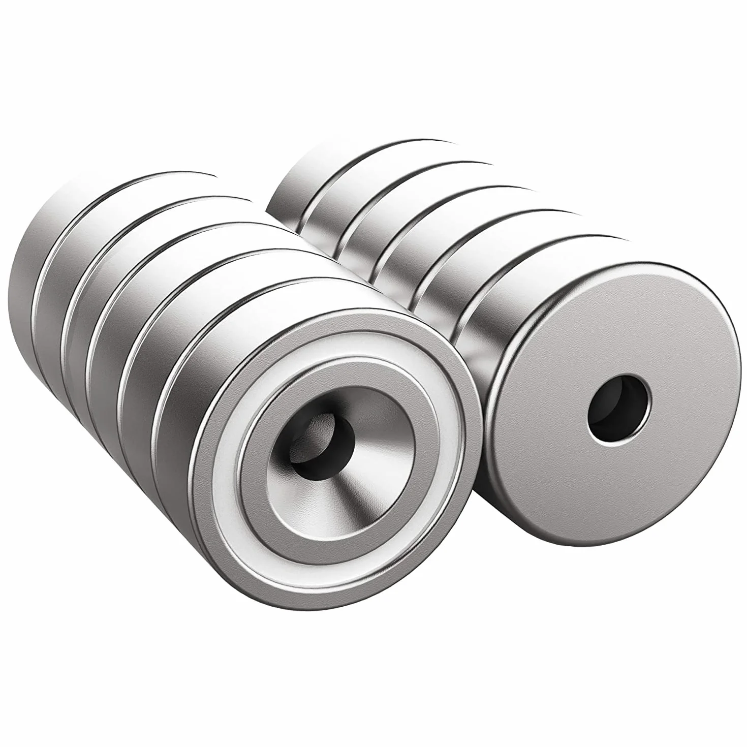 Magnetpro 12 pezzi magneti 7 KG forza 16 x 5 mm con foro e capsula, magnete con base in acciaio svasato con viti