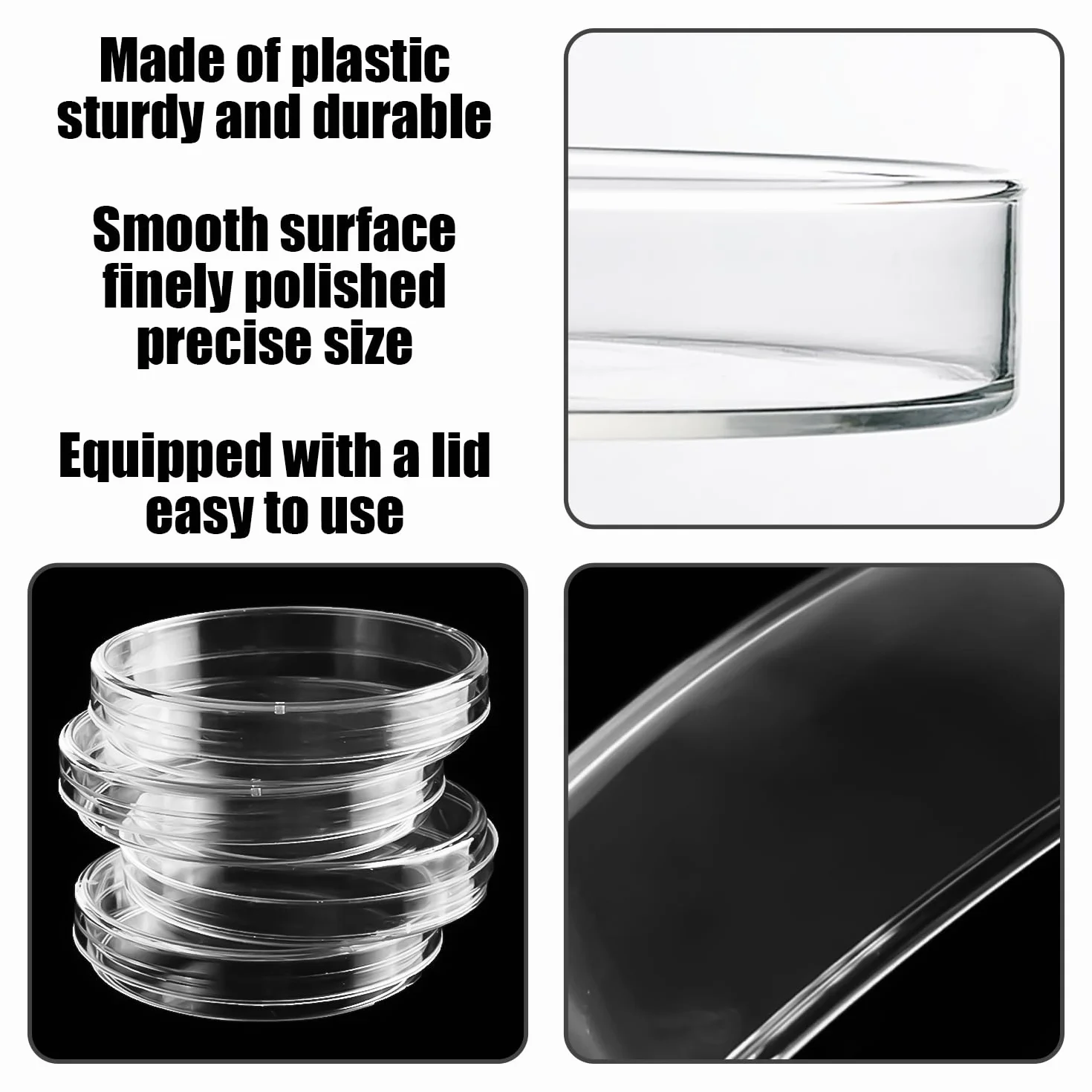 Piastre Di Petri In Plastica Da 25 Pezzi, Piastre Di Petri Specifiche Per Laboratorio, Scatole Sperimentali Rotonde Trasparenti Con Coperchio, Adatte Per Colture Cellulari E Colture Batteriche.