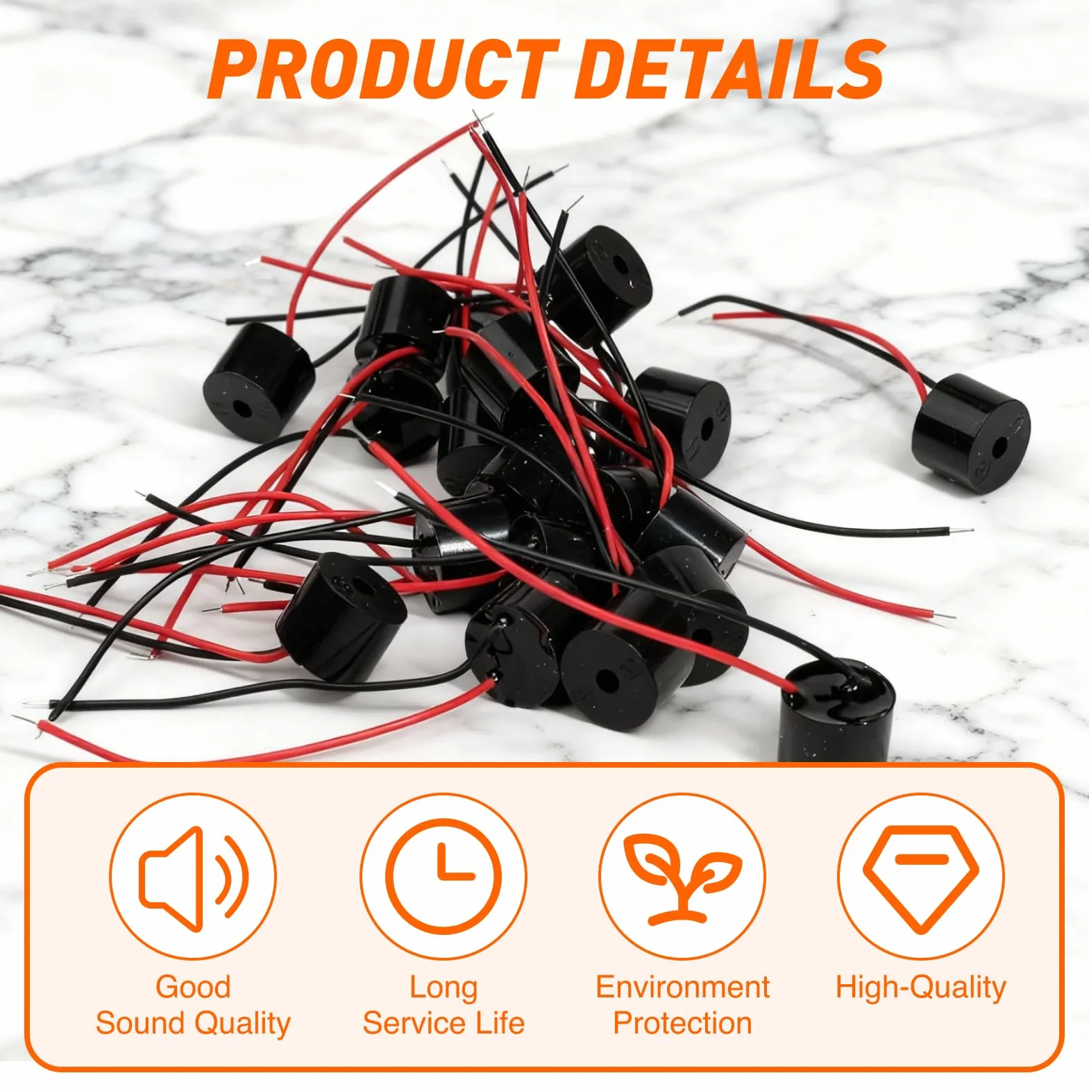Buzzer attivo elettronico, 20 pezzi, 3-12 V, Piezo Summer 85 dB, lunghezza cavo 60 mm per dispositivi elettronici, allarme elettronico cicalino, segnale acustico elettronico