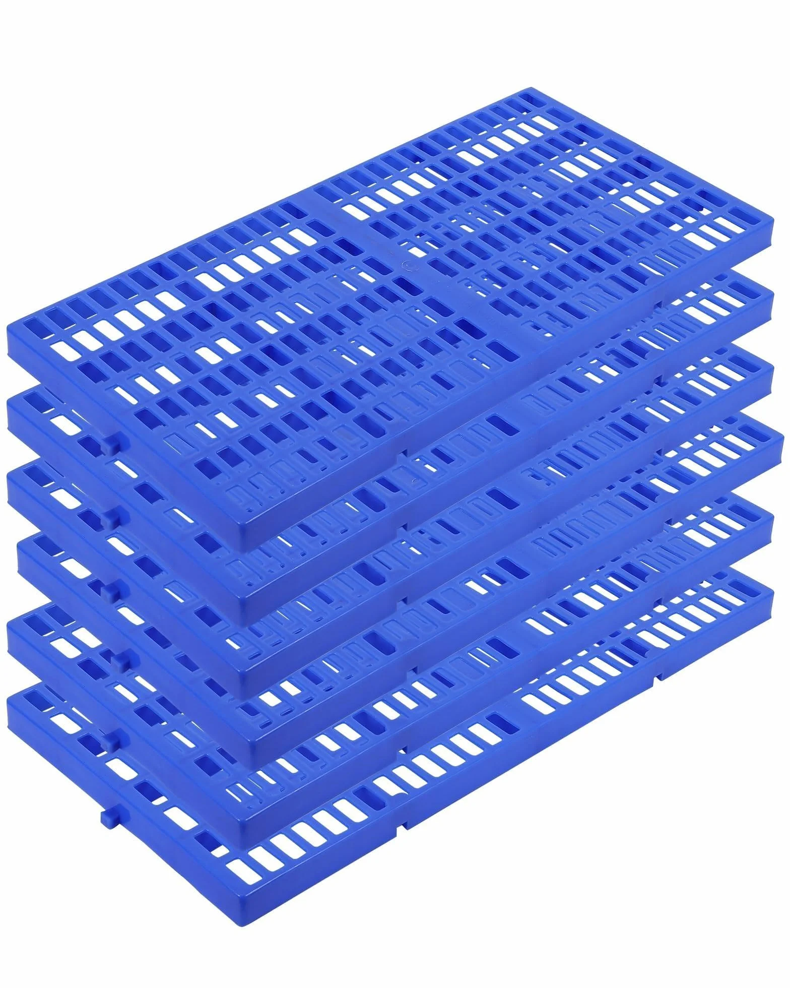 Set di 6 pallet in plastica blu - Antiscivolo, impermeabili, base traspirante - Portata 500kg, sovrapponibili - Ideali per magazzino, garage, cantina, uso industriale e domestico - 60x30x3 cm
