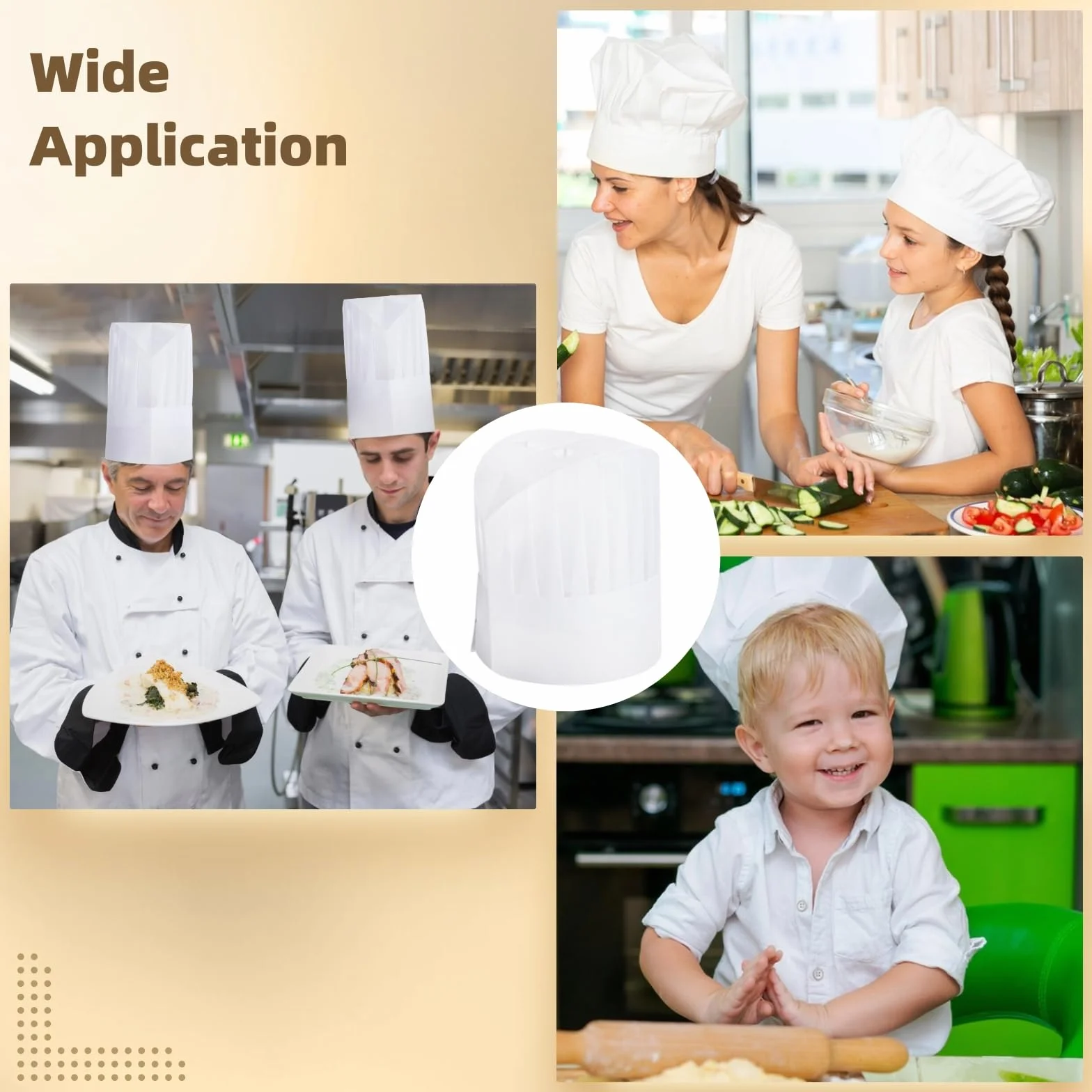 CACAZI 50 cappelli da chef usa e getta, in tessuto non tessuto, regolabili e traspiranti