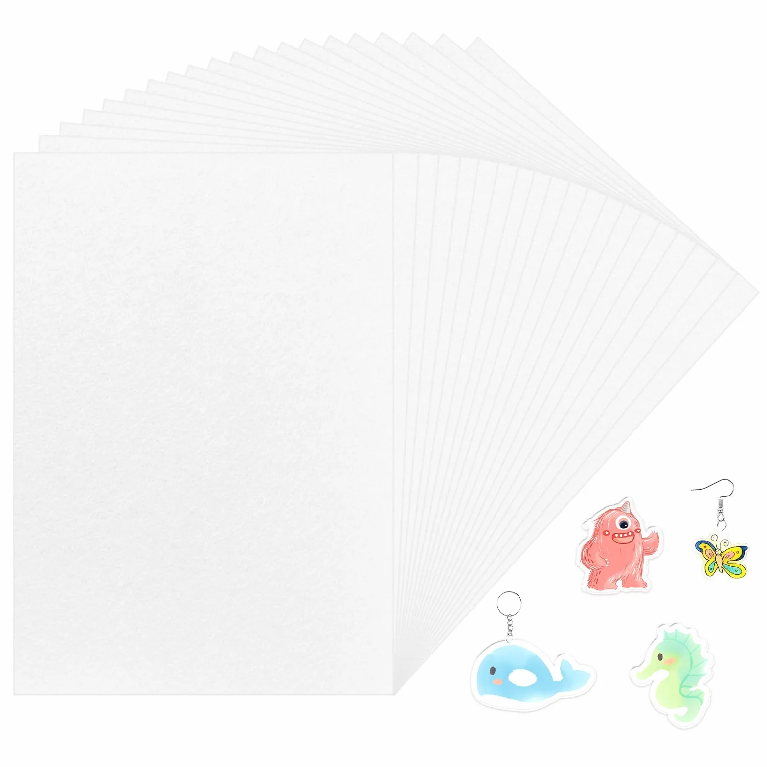 pangdapengpeng 20 Pezzi Plastica Termoretraibile A4, Traslucido Shrink Plastic, Carta Termoretraibili 0,3 mm, Fogli Termorestringente per Fai-da-te Portachiavi Orecchini (A4)