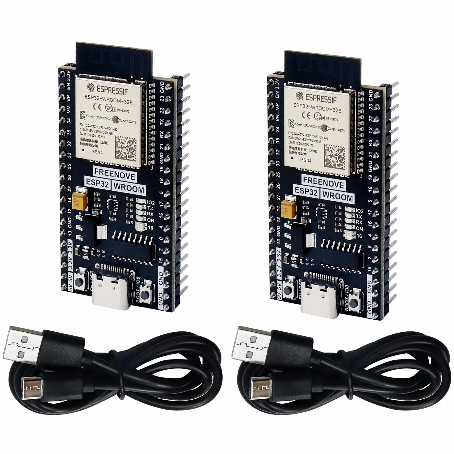 Freenove ESP32 Dev Board Kit (2 pacchetti) Sviluppo Microcontrollori Dual-Core 32-Bit 240 MHz WiFi+BT