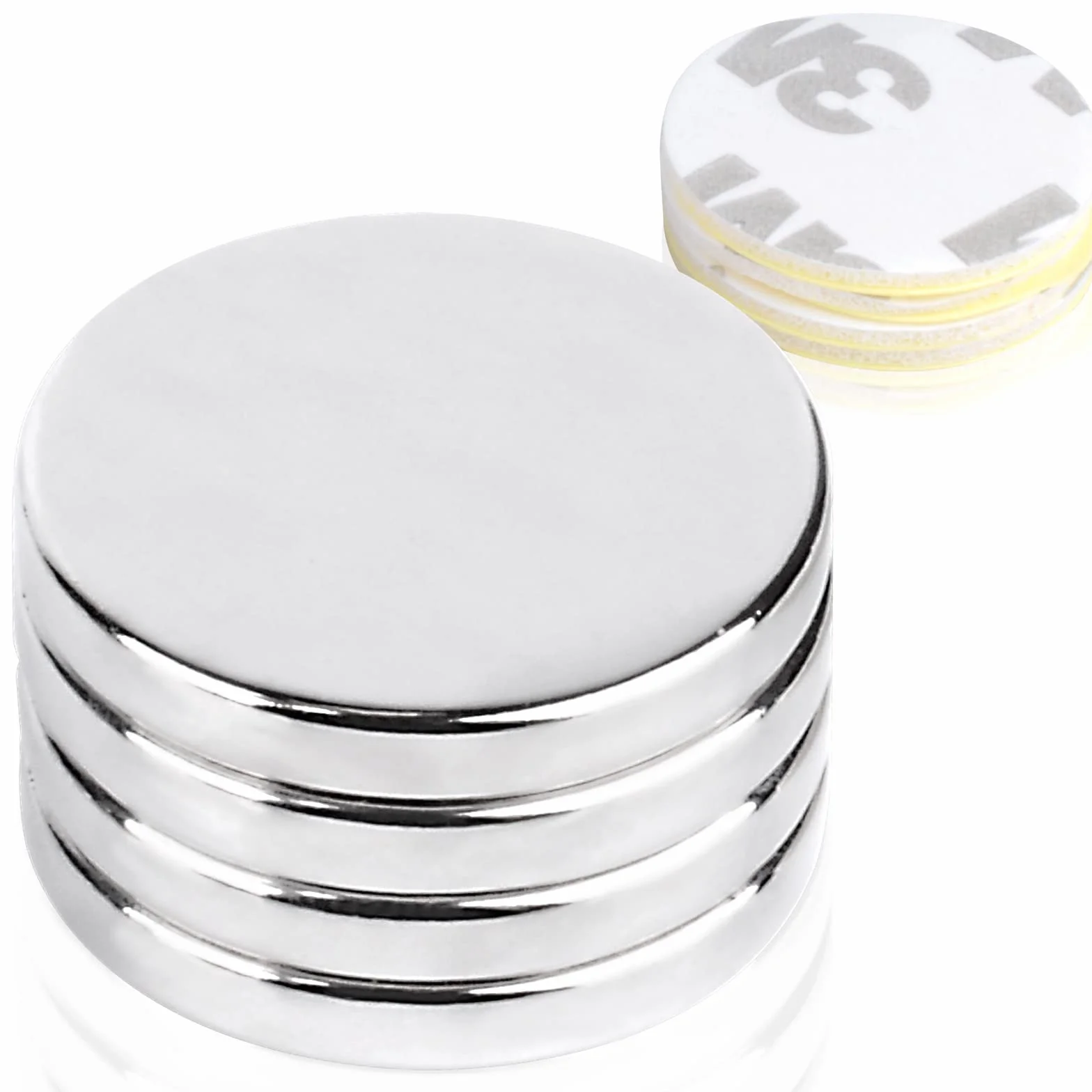 MIN CI Calamite Potenti Piccole Adesive,Calamita Adesiva Neodimio 20x3mm 4pcs Magneti Adesivi Forti Rotonde per Frigorifero Lavagna Magnetica
