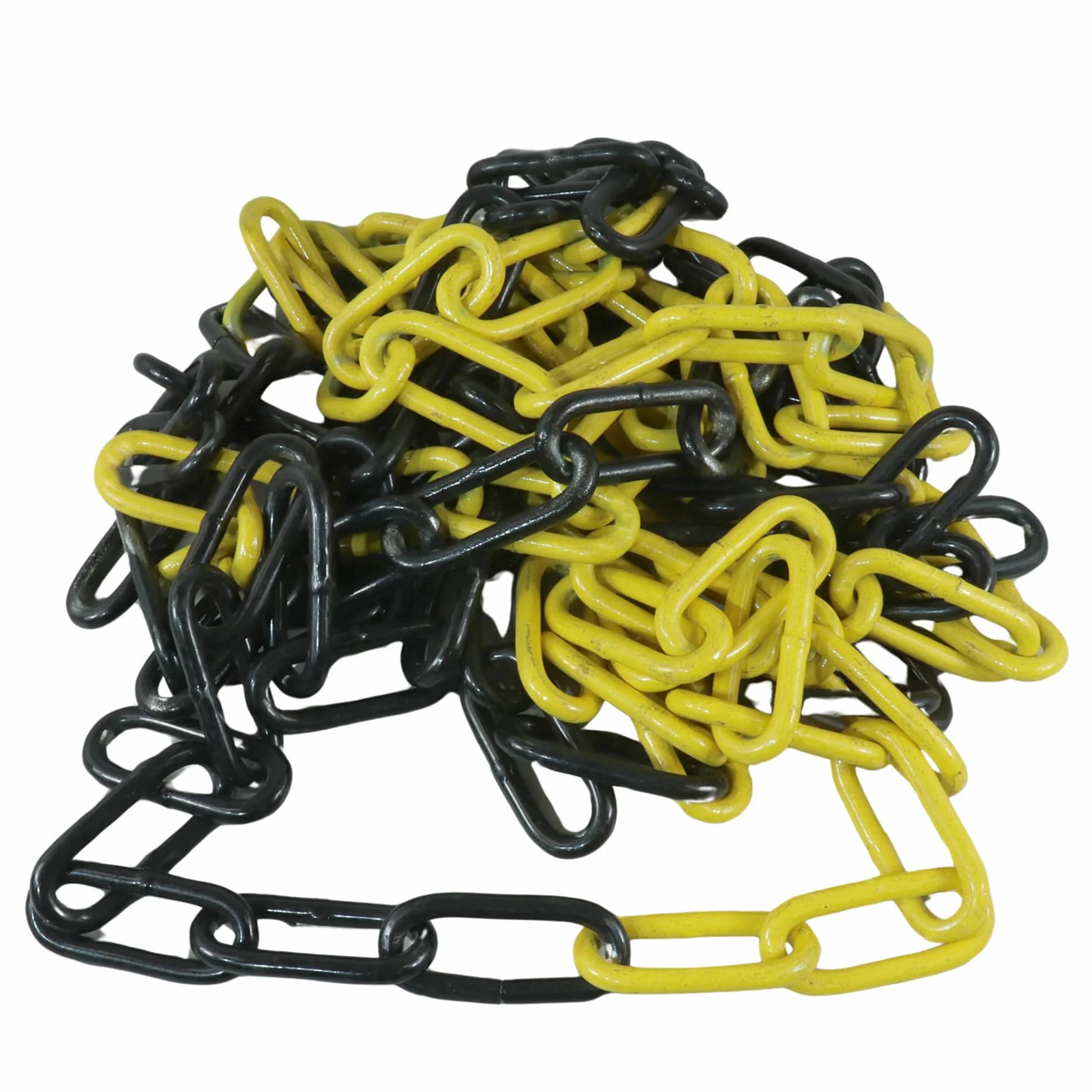 Dörner + Helmer Catena di bloccaggio, 6 mm di spessore, lunghezza 5 m, in acciaio zincato, chiusura a sacchetto, maglia lunga, nero/giallo
