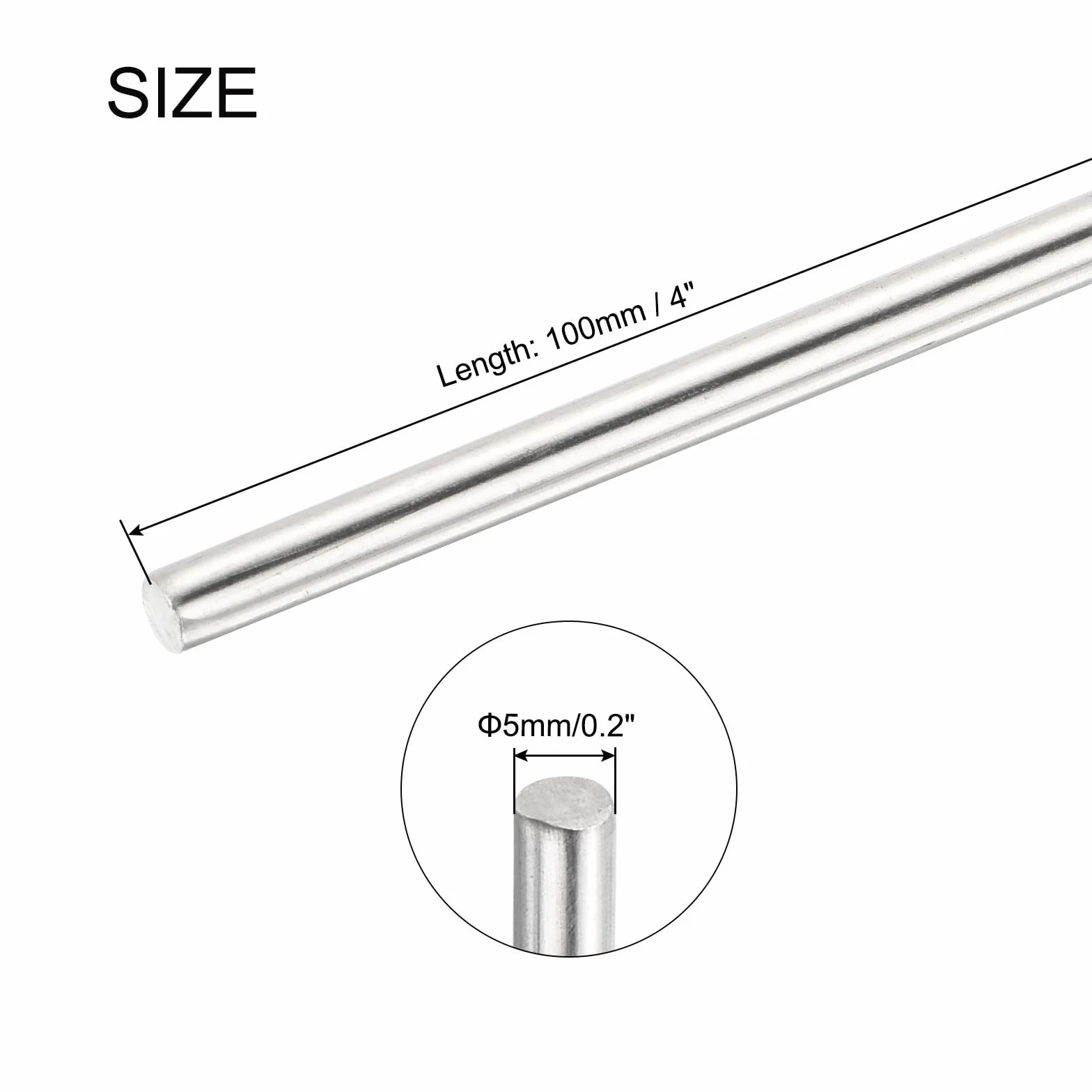 Asta Tonda in Acciaio Inossidabile 304 5mm x 100mm per Modello Auto Aereo Nave