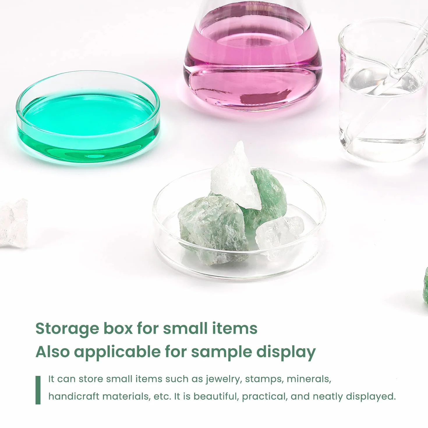 Huanyu 60mm Piastre Petri con coperchio 5 pezzi Piastra Petri in vetro ad alto contenuto di borosilicato Piastra per colture batteriche per muffe Laboratorio scolastico Esperimenti scientifici