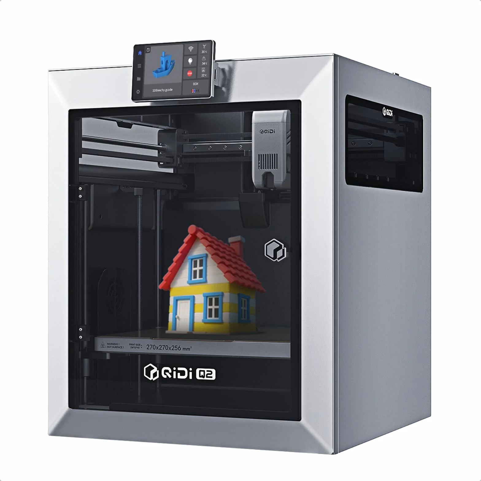 QIDI Q2 Stampanti 3D, Stampante FDM Chiusa, 65°C Riscaldamento della Camera, 600 mm/s, 3 in 1 Filtraggio, AI Fotocamera, Auto-calibrazione & Auto-livellamento, Volume di Costruzione 270x270x256mm