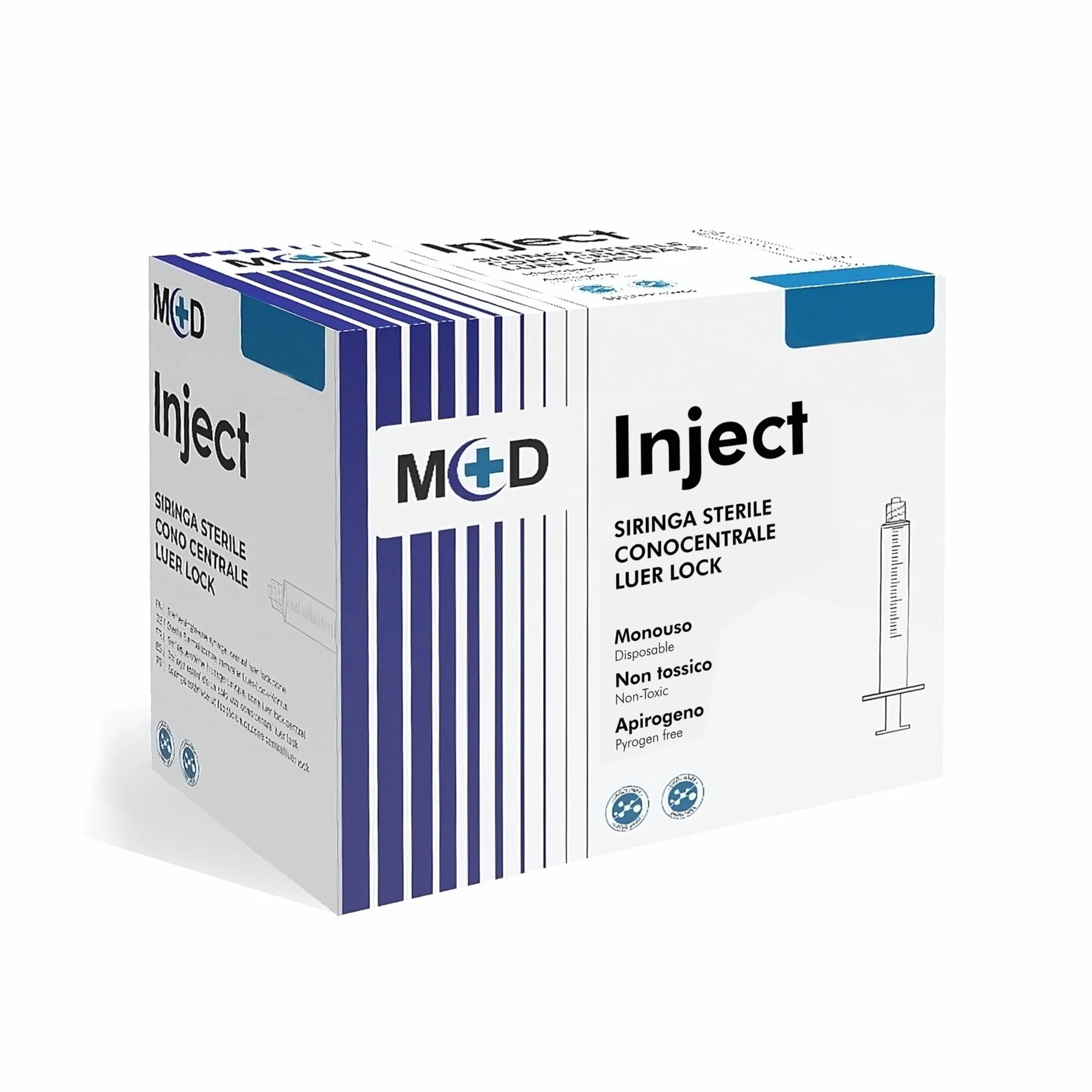 Siringhe monouso sterili 3 ml LUER LOCK 100 pezzi - Siringa sterile senza ago cono centrale M+D