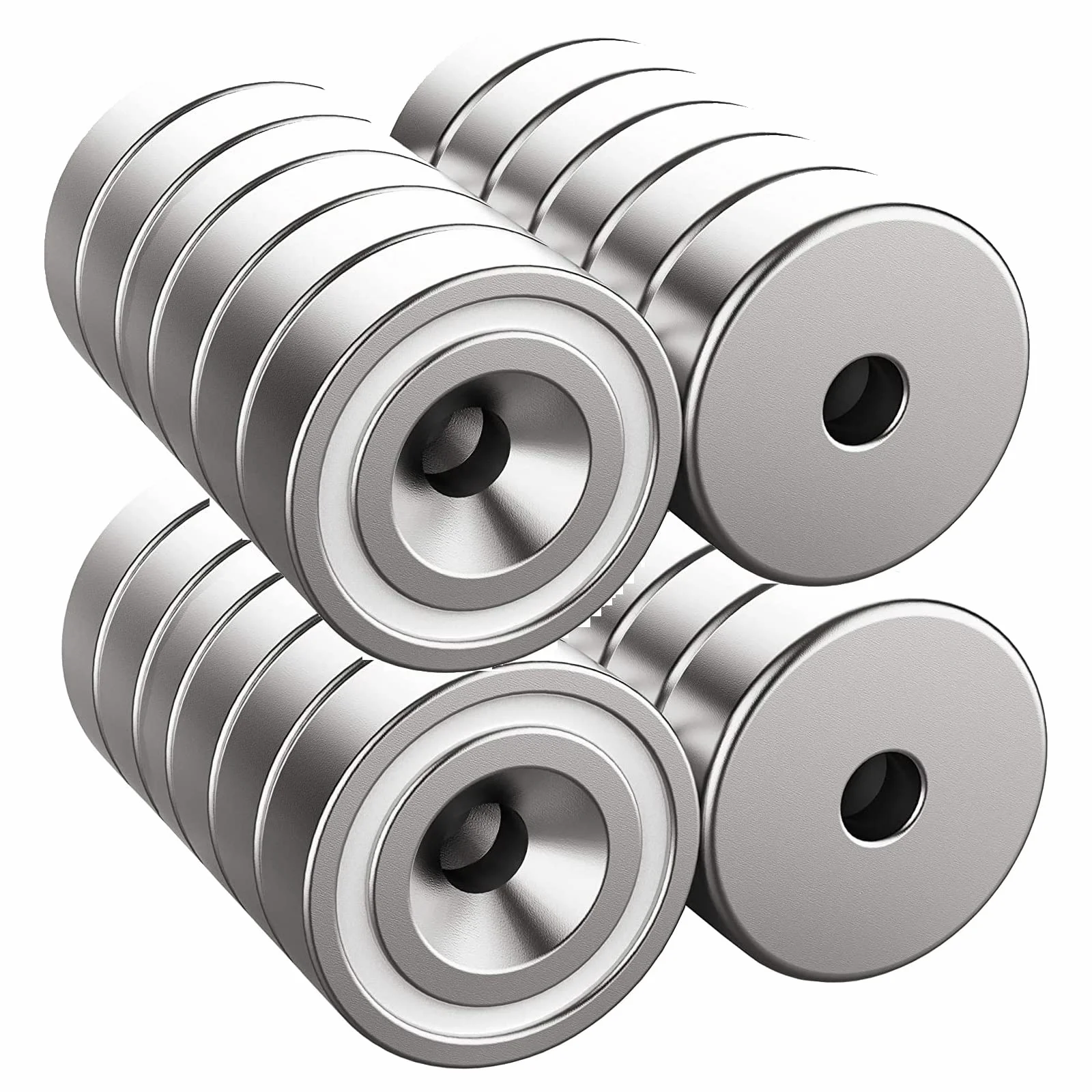 Magnetpro Set di 24 magneti da 10 kg Forza 20 x 7 mm con foro e capsula Magnete a testa svasata con vite