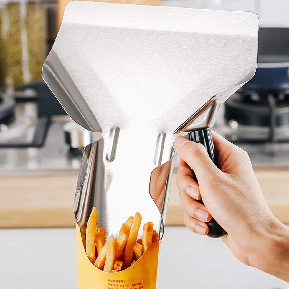Paletta per Bagger di Patatine Fritte e Popcorn Paletta Pala Chip Scoop con Manico 19,6 x 22,7 x 8,7 cm In Acciaio Inossidabile