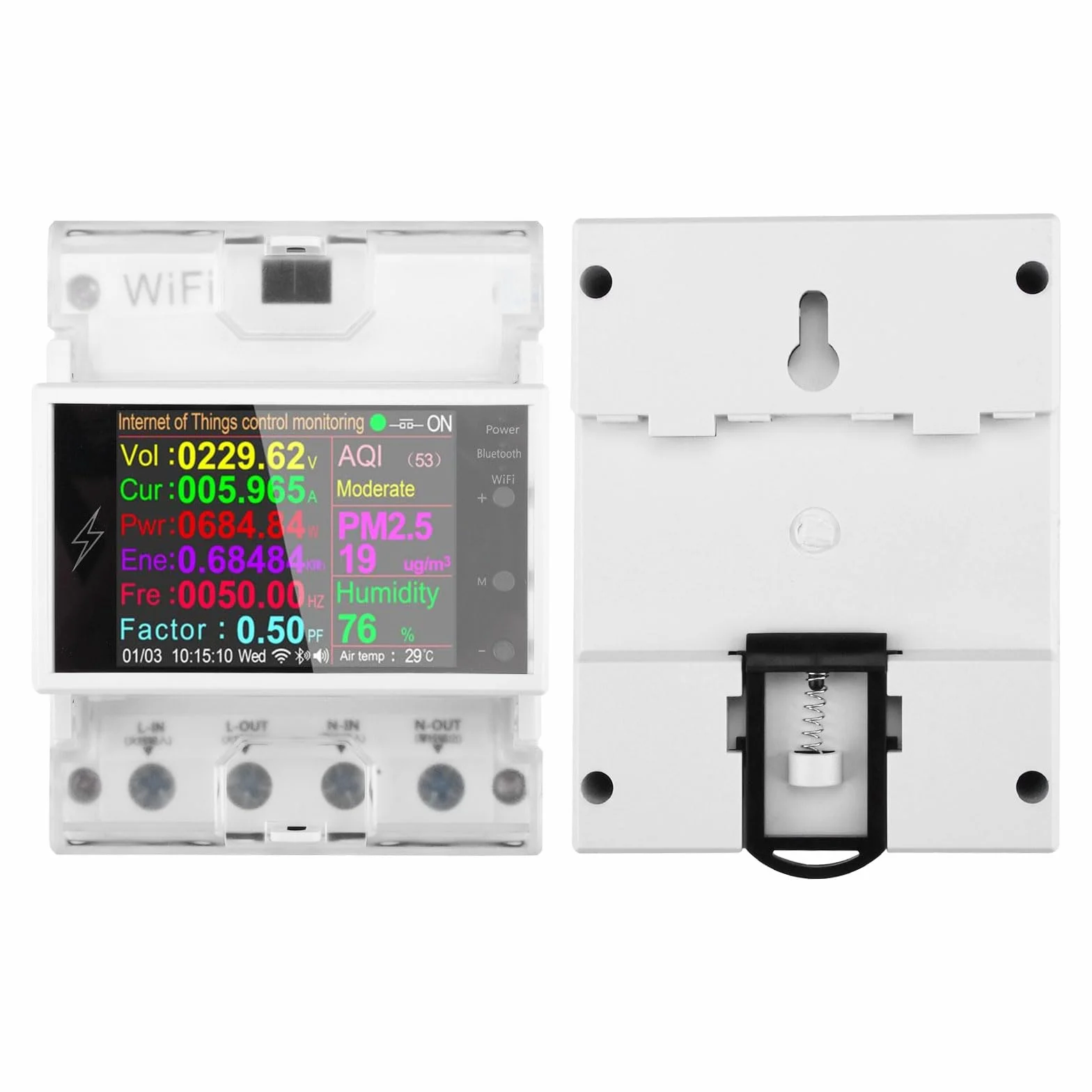 Diymore Misuratore di Energia 100A WiFi Din Rail Telecomando per interruttore intelligente,Monitor del consumo di energia digitale,Misuratore di fattore di frequenza AC85-265V Digital Volt Amp Kwh