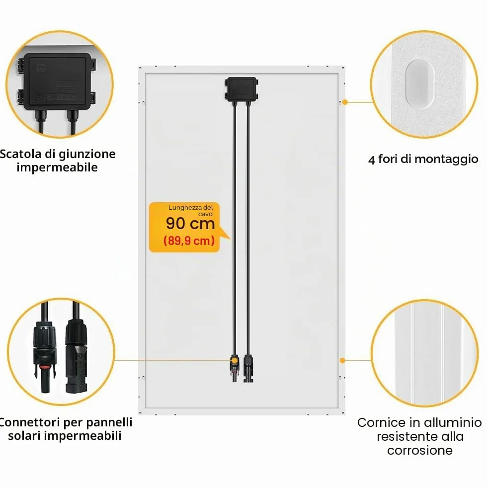 DOKIO Pannello Solare 100W 12V Monocristallino Fotovoltaico