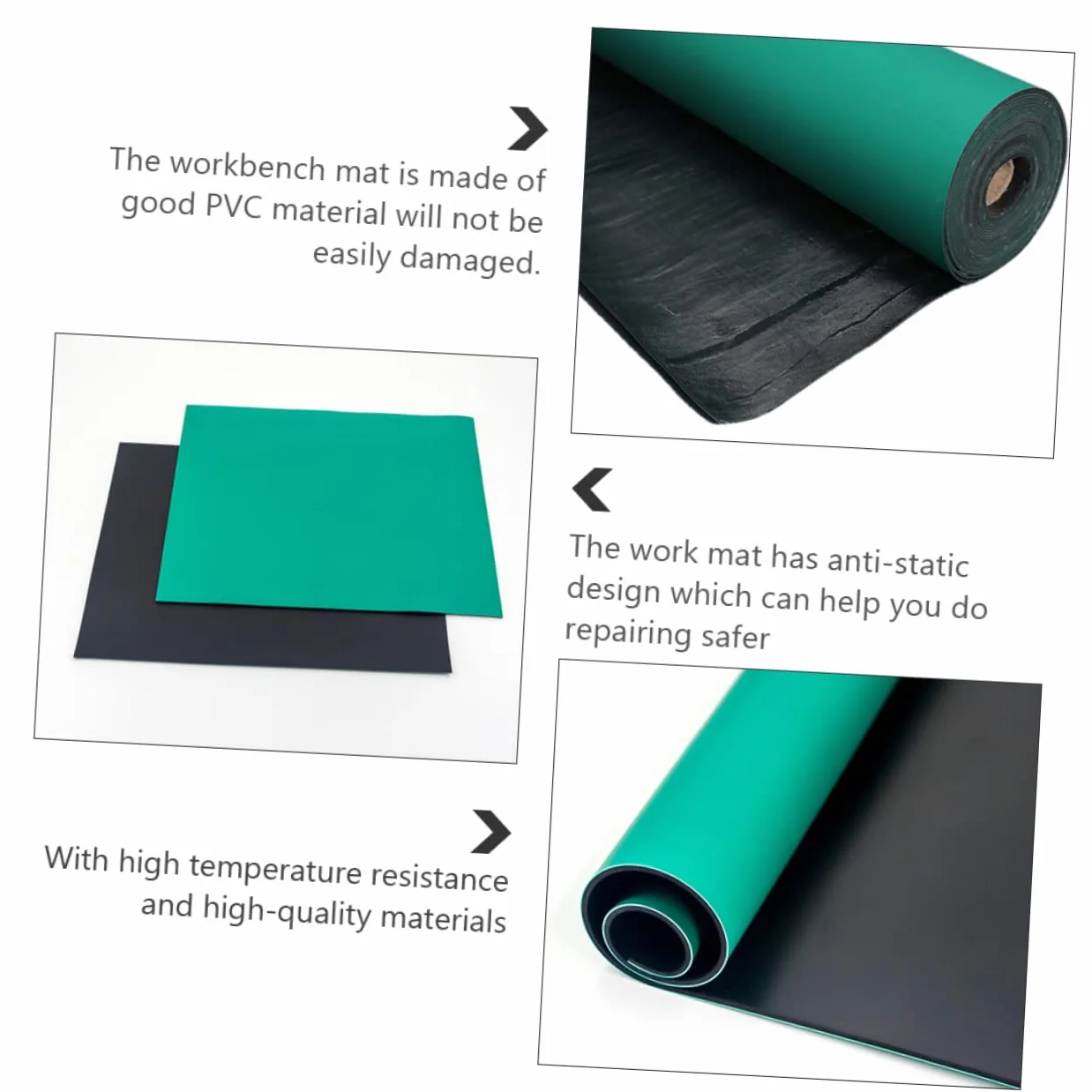 HOMSFOU Tappetino Da Lavoro Antistatico Resistente Al Calore PVC Stazione Riparazione Elettronica 1x0,3 M Verde