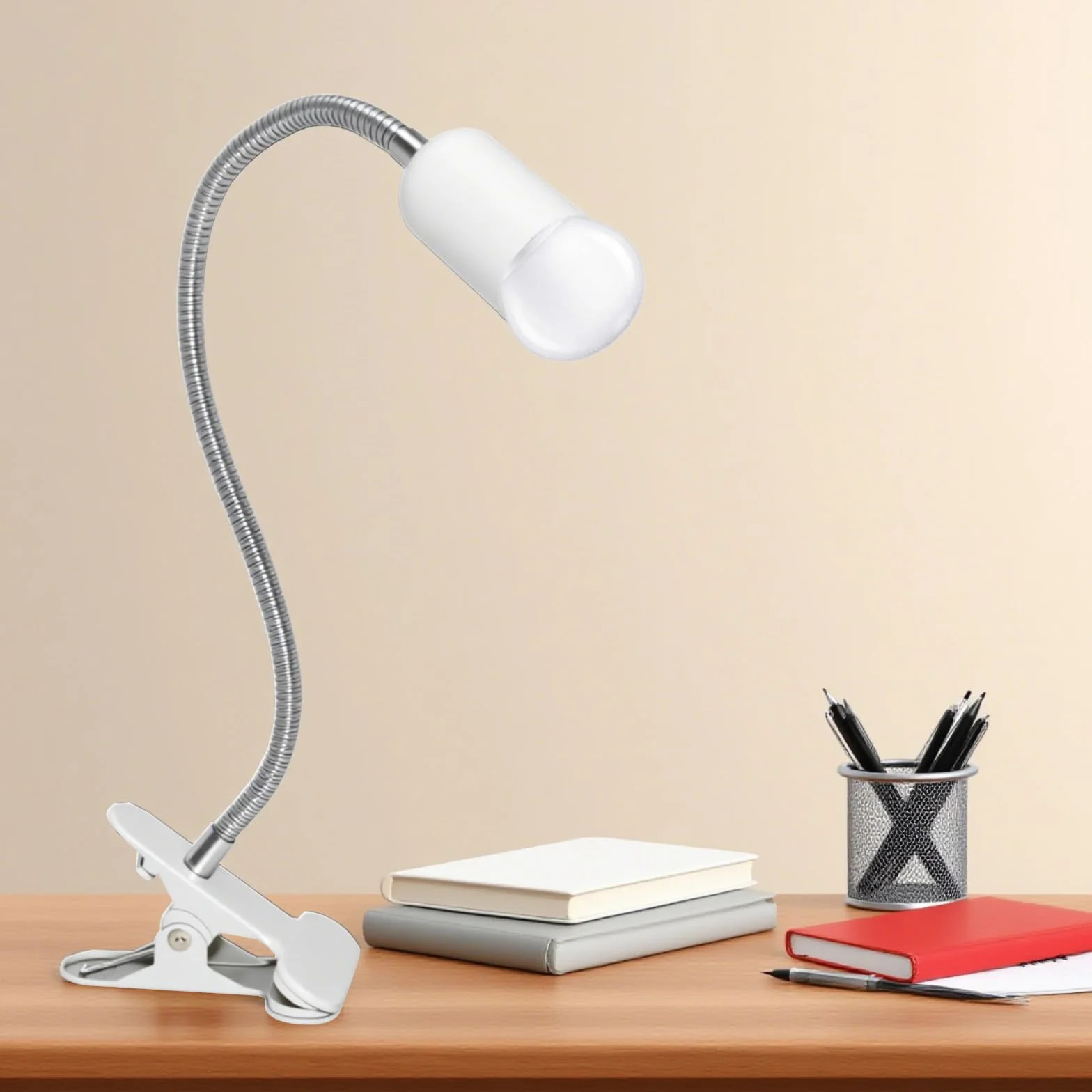 Portalampada E27, Lampada Pinza con Interruttore e Cavo Alimentazione 120 cm, 360° Regolabile Portalampada con Spina per Animali, Pianta Cresce, Lampada da Tavolo, Bianco (Senza Lampadina)