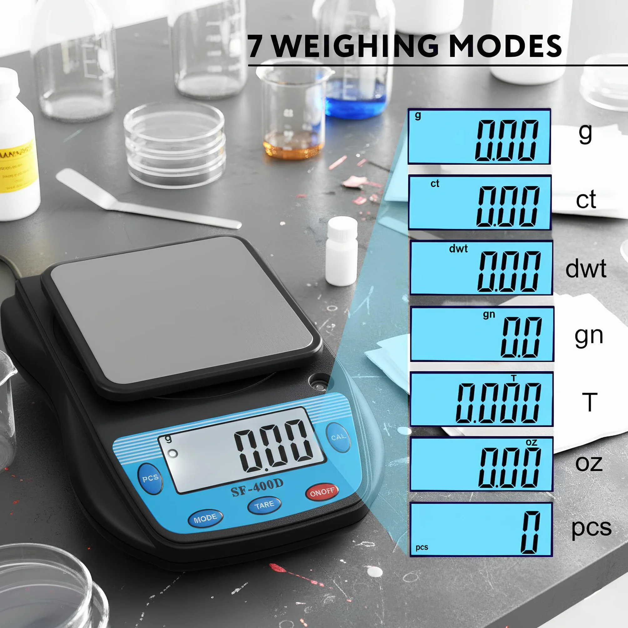 Eosphorus Bilancia Digitale di Alta Precisione 600g/0,01g con Piatto Quadrato, Bilancia Professionale per Laboratorio, Gioielleria e Monete, Funzione Tara, Doppia Alimentazione USB/AC