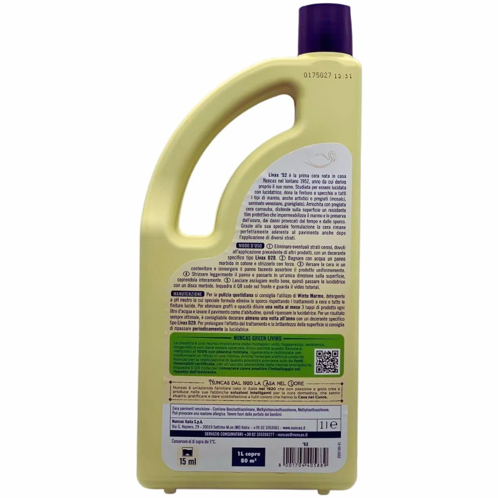 2X Cera per Tutti i Marmi e le Pietre Naturali, Uso con Lucidatrice, Protettiva e Antiscivolo, Effetto Specchio 1000ml