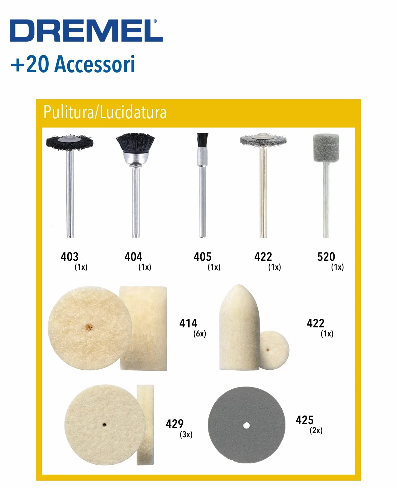Dremel 684 Kit di pulizia e lucidatura, set accessori per multiutensili rotativi