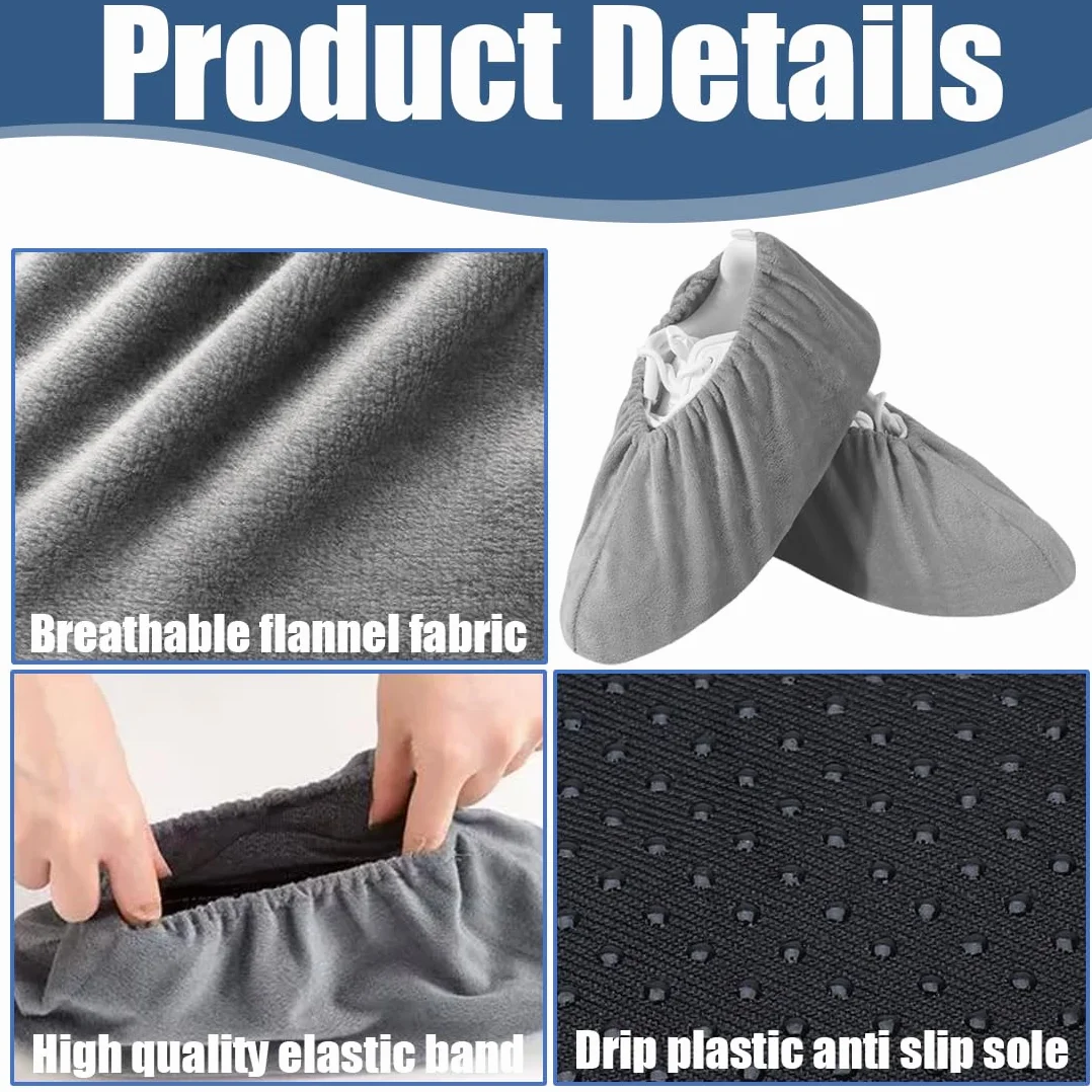 Copriscarpe Lavabili Antiscivolo Resistenti All'usura per Casa Ospiti, 3 Paia (Rosa/Verde/Grigio)
