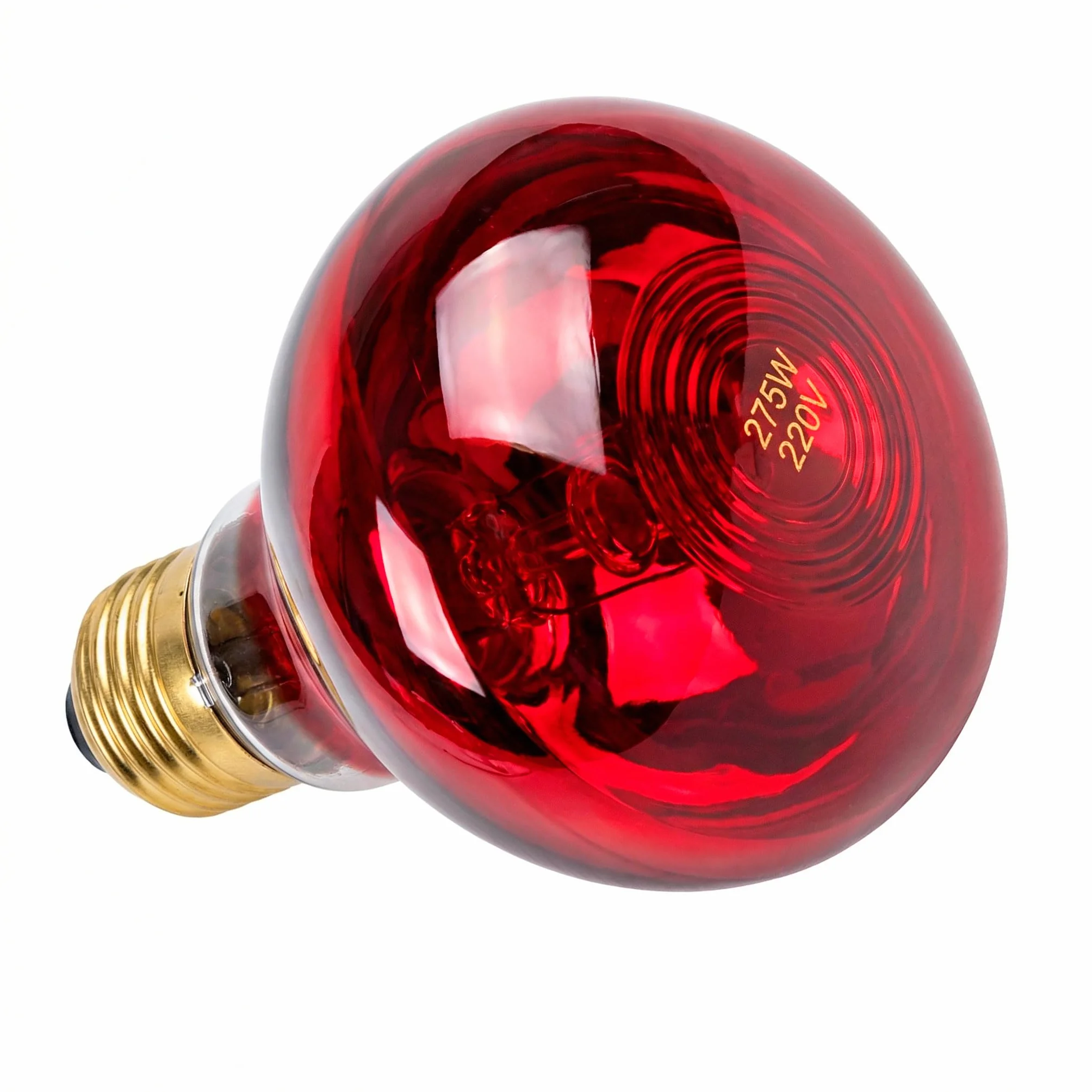 KMINA Lampada Infrarossi 275W per Lampada Riscaldante, Attacco E27, Luce Rossa Rubino, 220 a 240V, Vetro e Alluminio, Ricambio