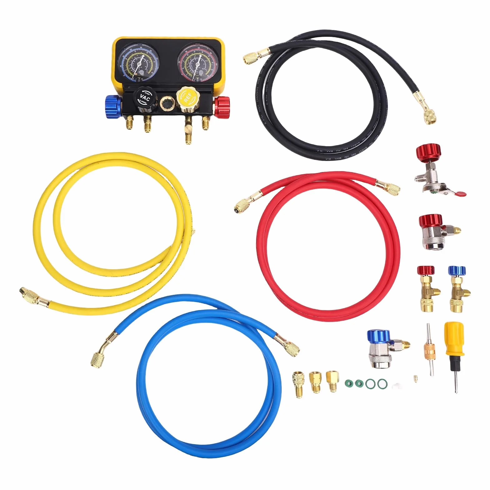 Collettore HVAC a 4 Vie Impostato con Tubi, Sostituiti per Refrigeranti R32 R32 R32 R134A R22, per Uso Professionale e Domestico