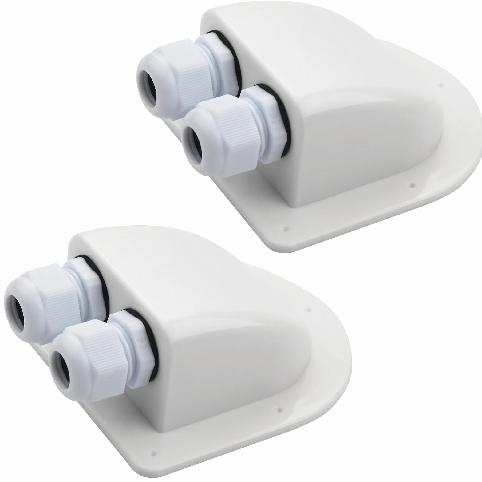Mbsomnus 2 Pezzi Passacavo Solare Impermeabile IP68 Kit Fotovoltaico Pannello Solare Bianco ABS Doppio Entrata del Cavo per Camper Barca Tetti Yacht Pannelli Fotovoltaici Accessori