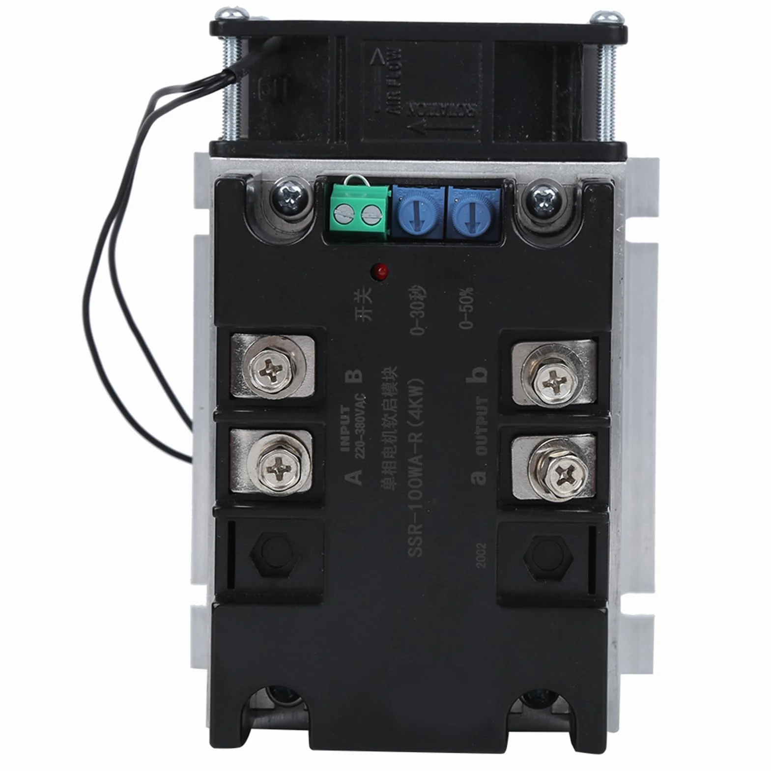 SSR-100WA-R (4KW) Scheda di Avviamento del Motore, Motorino di Avviamento Dolce Monofase a 2 Fasi Accessorio di Controllo Industriale Inferiore in Ottone per Pompa Dell'acqua(Modulo + radiatore)